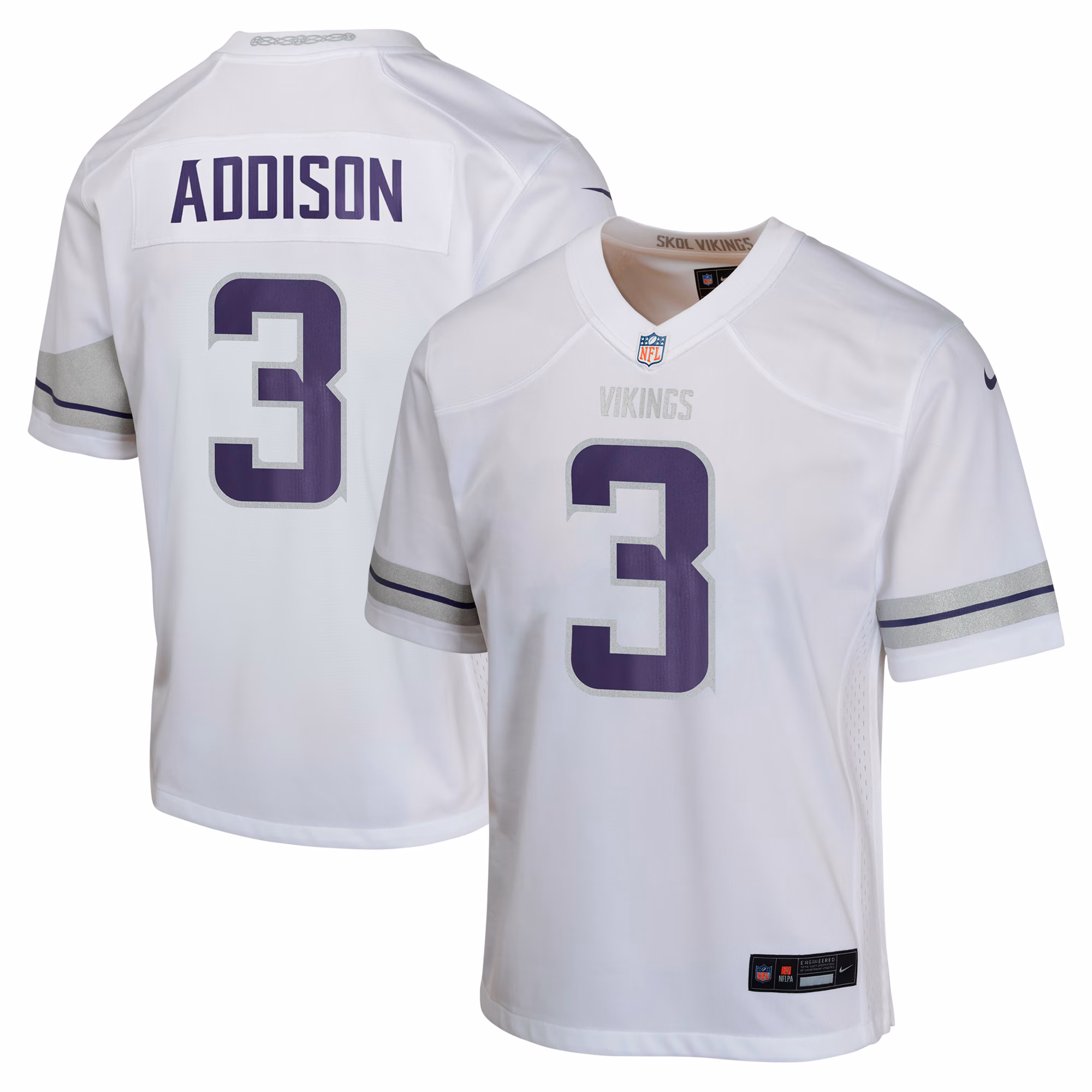 Addison Minnesota Vikings Youth Alternate Game Jersey -  White