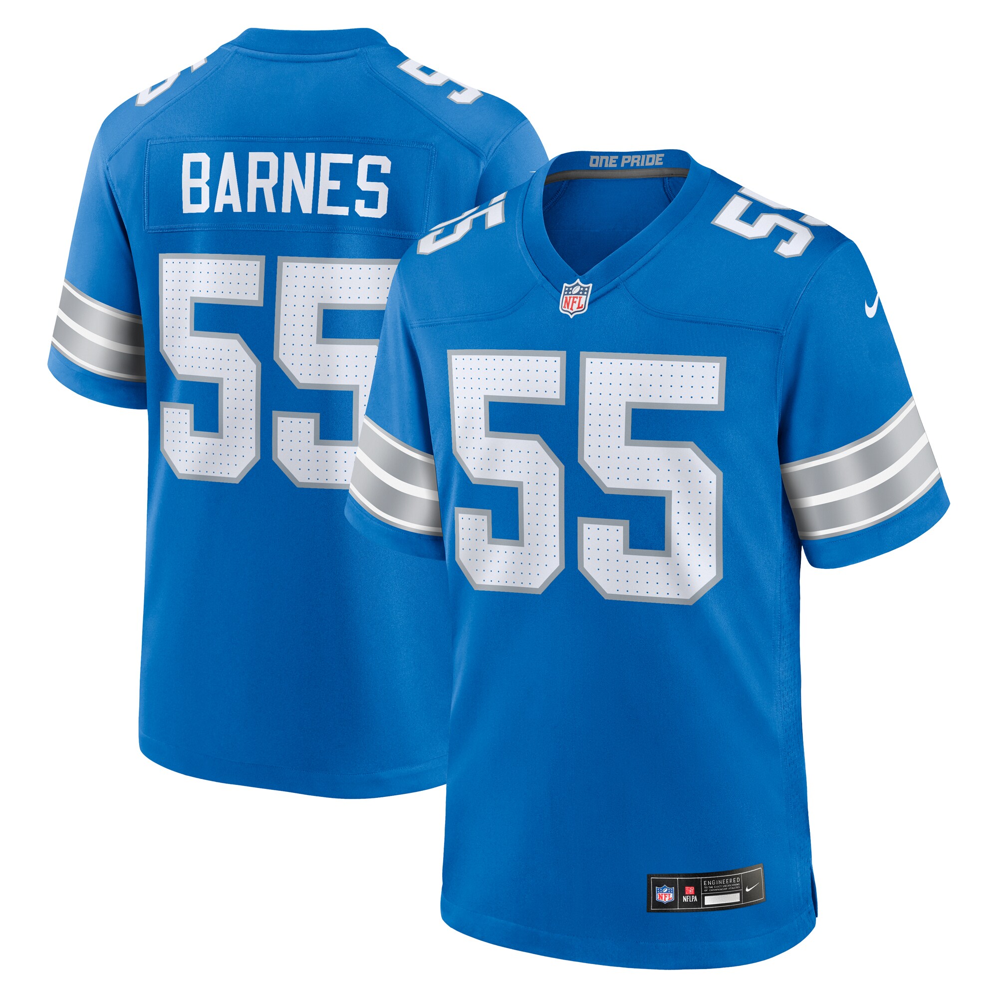 Derrick Barnes Detroit Lions Team Game Jersey -  Blue