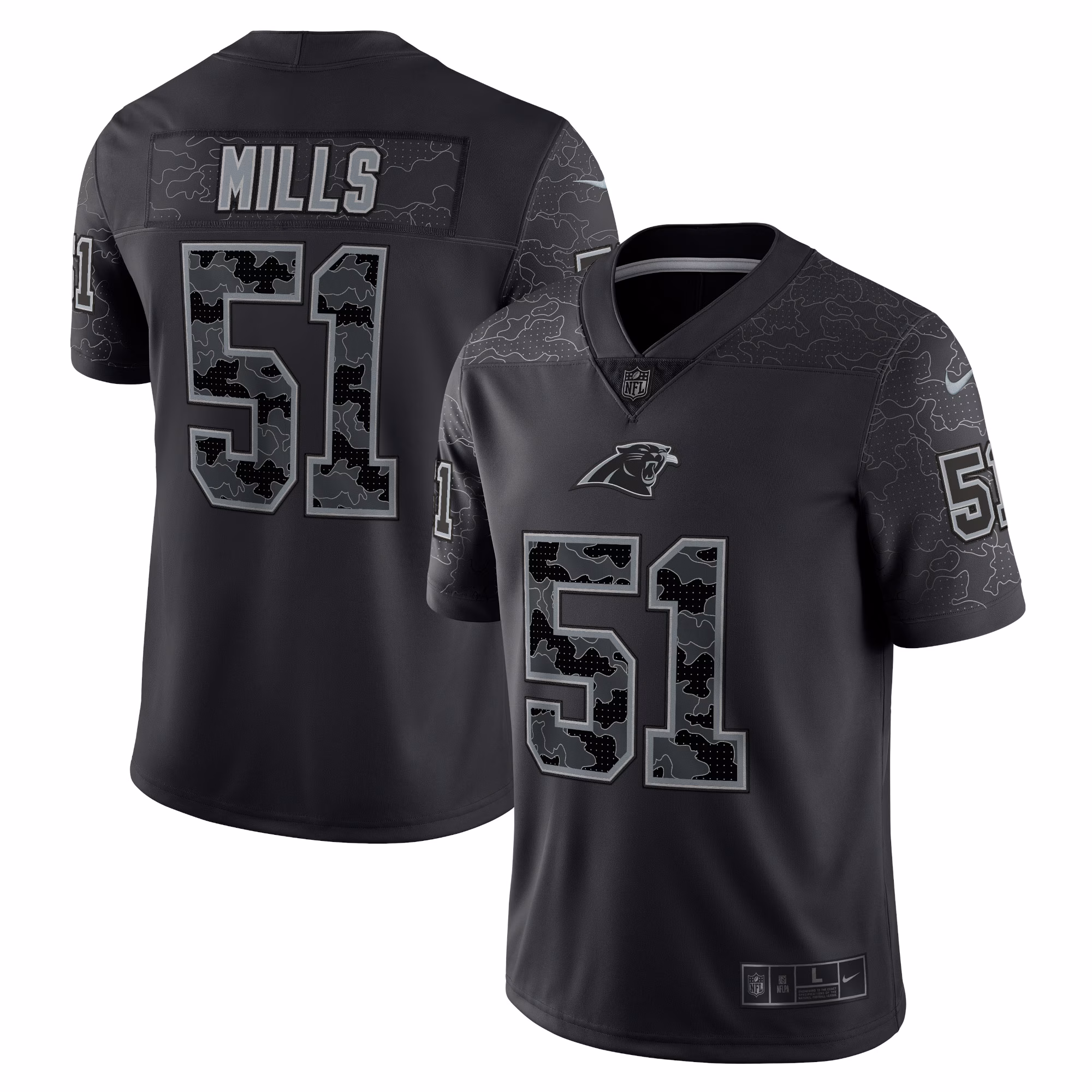 Sam Mills Carolina Panthers Retired Player RFLCTV Limited Jersey - Black