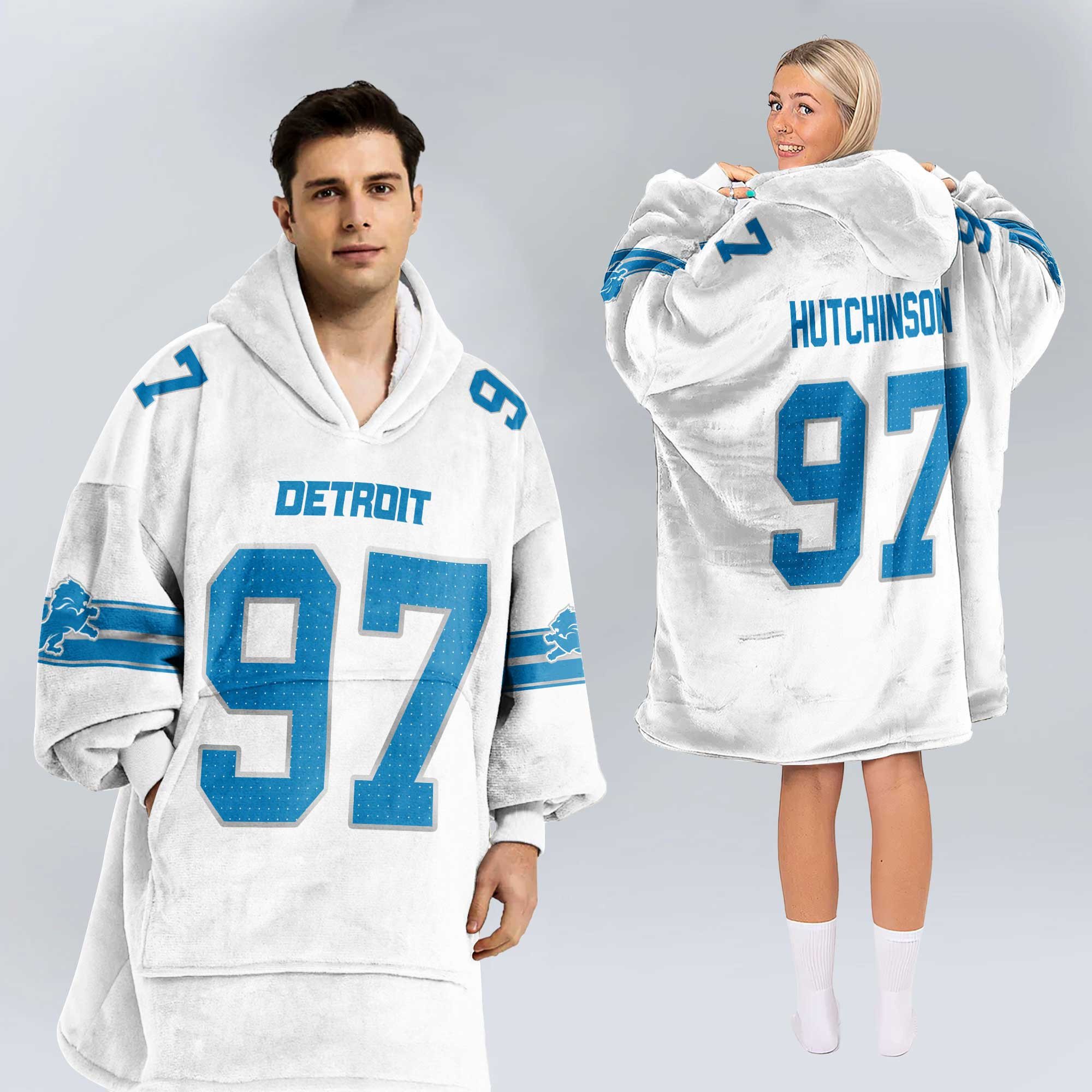 Adult 97 Detroit Football Unisex Blanket Hoodie