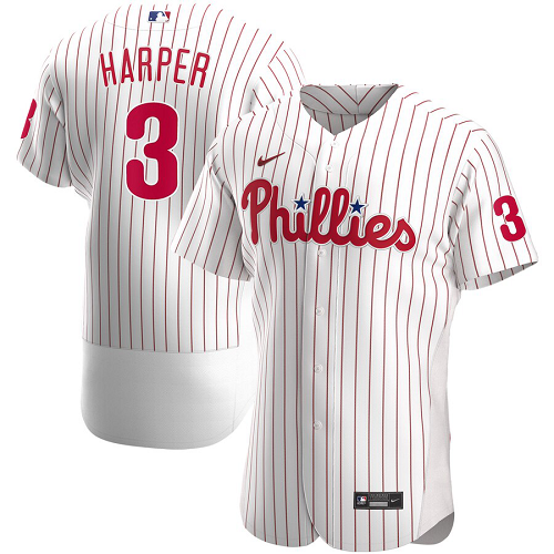 Men's  Philadelphia Phillies #3 Bryce Harper White Home 2020 Player MLB Jersey