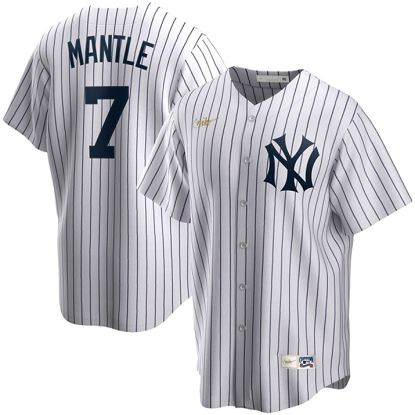 Men's  New York Yankees #7 Mickey Mantle Home Cooperstown Collection Player White MLB Jersey