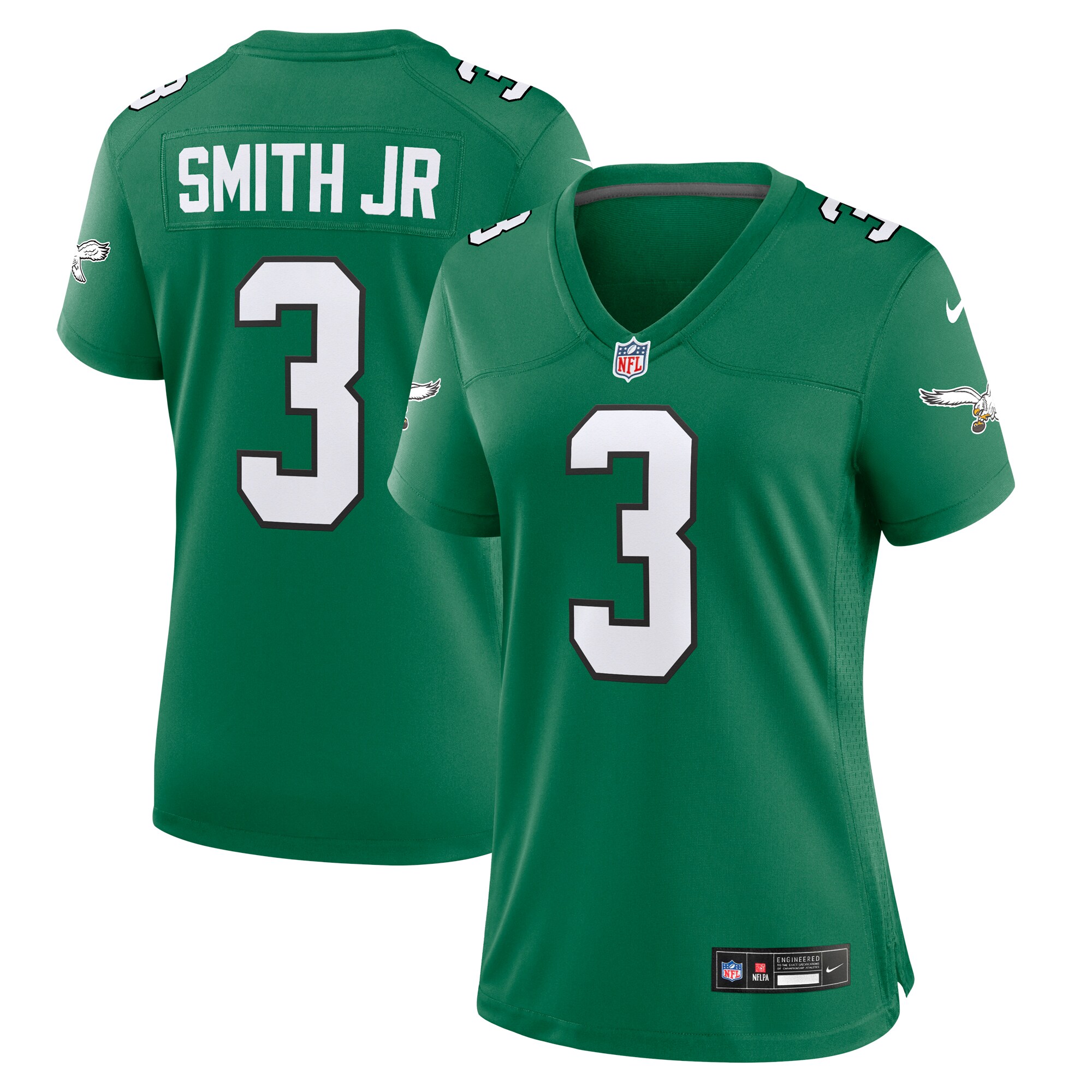 Nolan Smith #3 Philadelphia Eagles Women's Alternate Game Jersey - Kelly Green