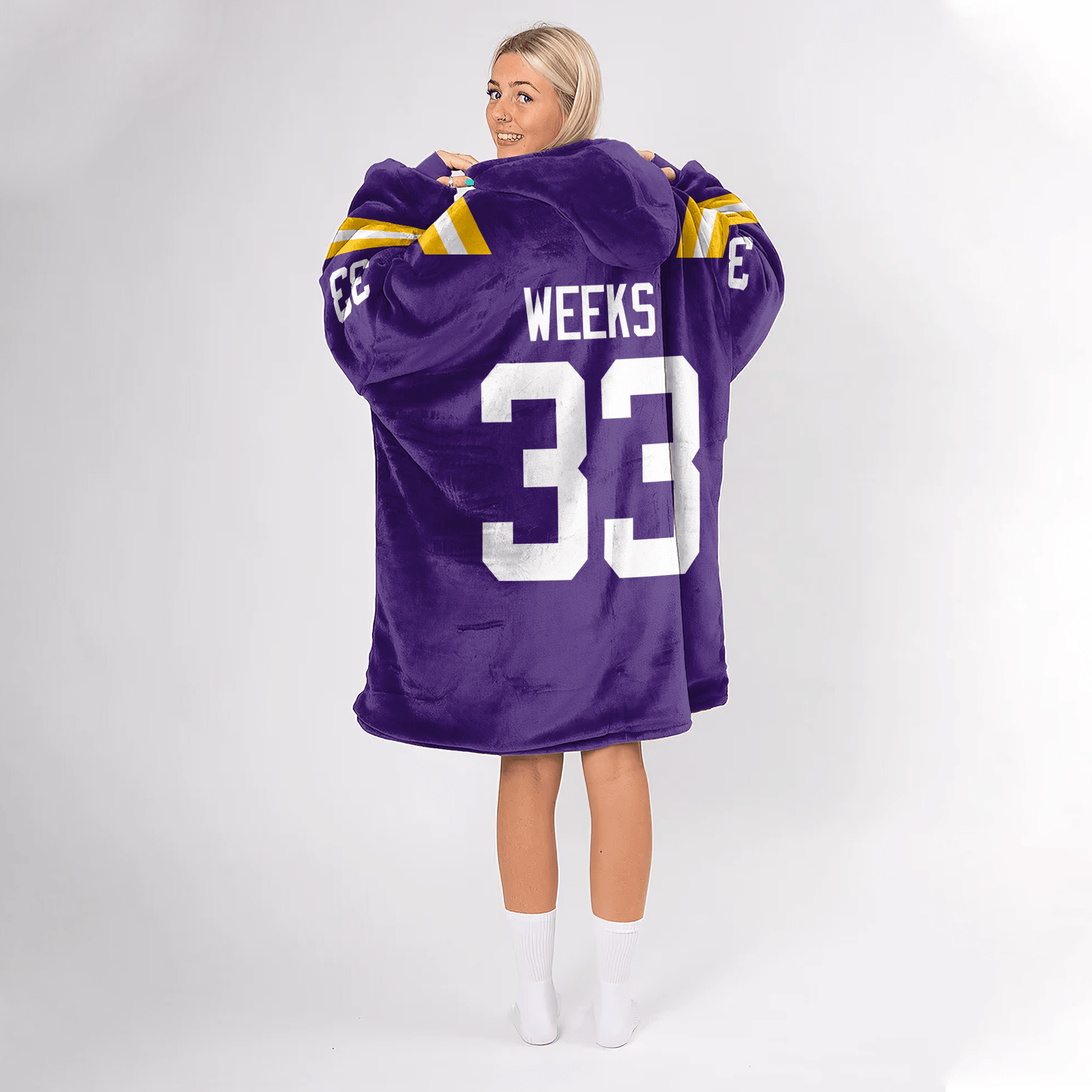 Adult W.W 33 LSU Football Unisex Blanket Hoodie