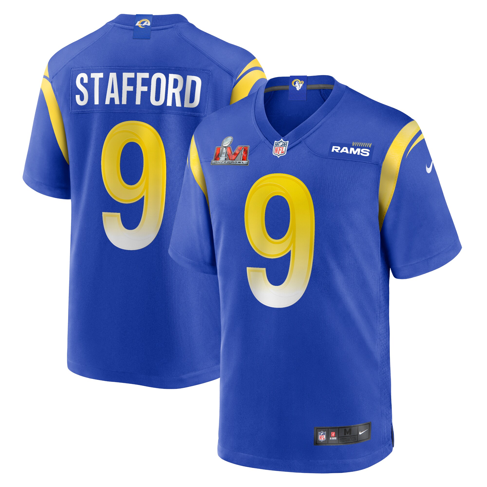 Matthew Stafford #9 Los Angeles Rams  Super Bowl LVI Bound Game Patch Jersey - Royal