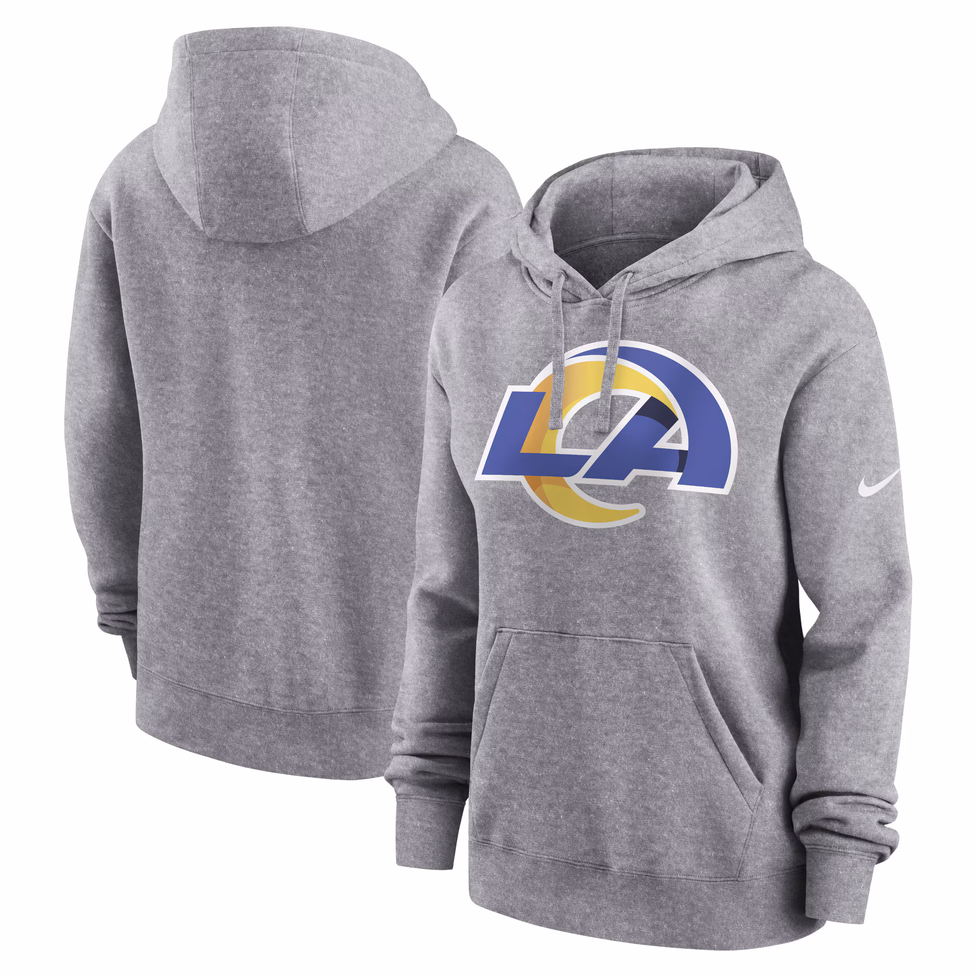 Los Angeles Rams Women's Team Logo Club Fleece Pullover Hoodie - Heather Gray