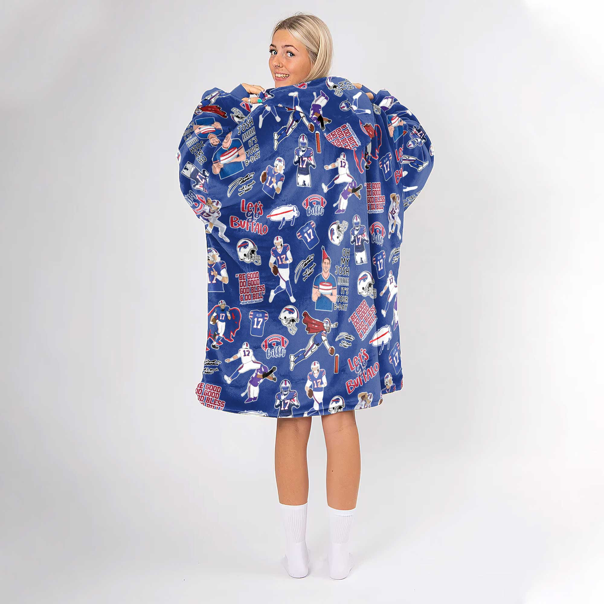 Pattern J.A 17 Buffalo Football Unisex Blanket Hoodie