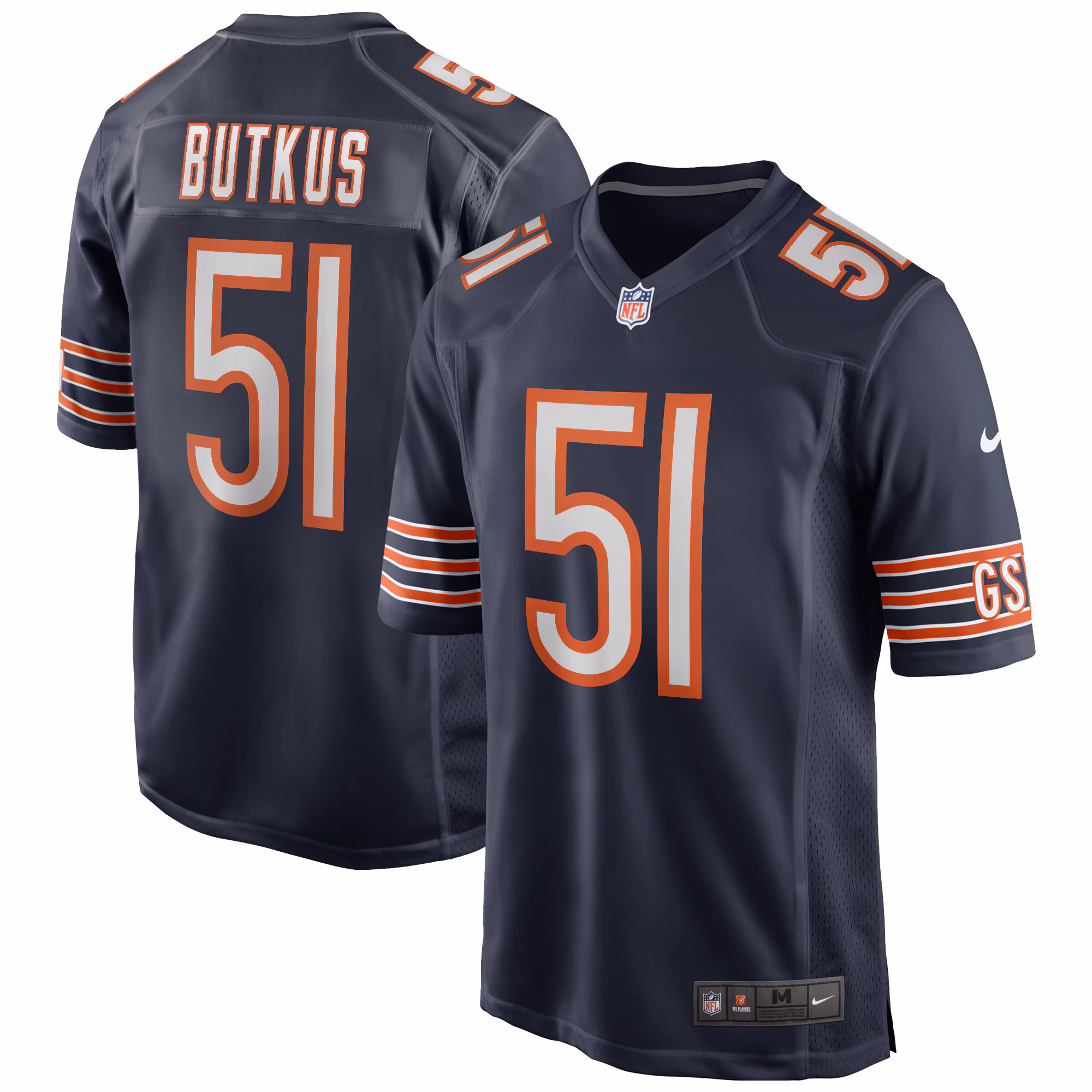 Dick Butkus Chicago Bears Game Retired Player Jersey - Navy