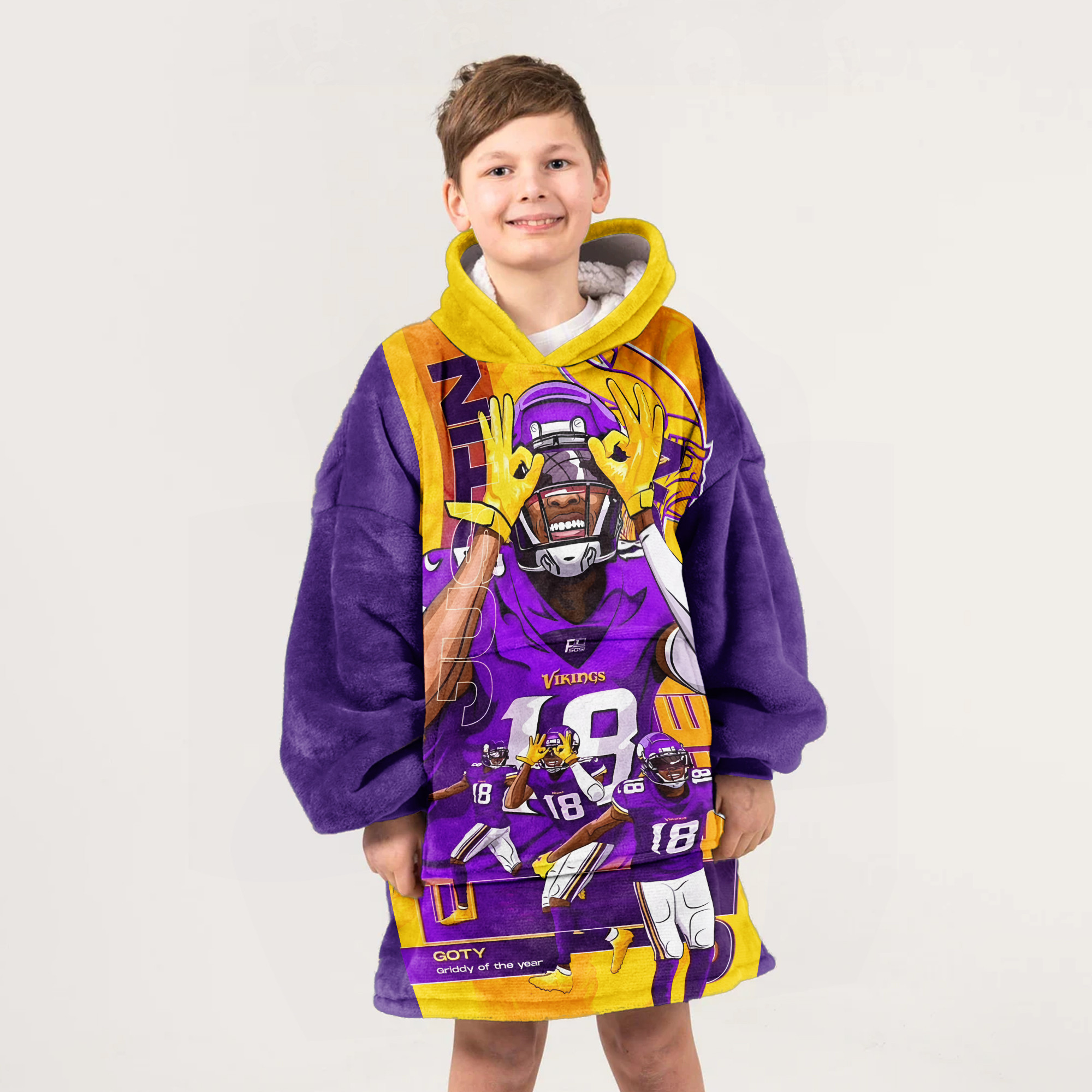 Adult JJ 18 Minnesota Football Unisex Blanket Hoodie