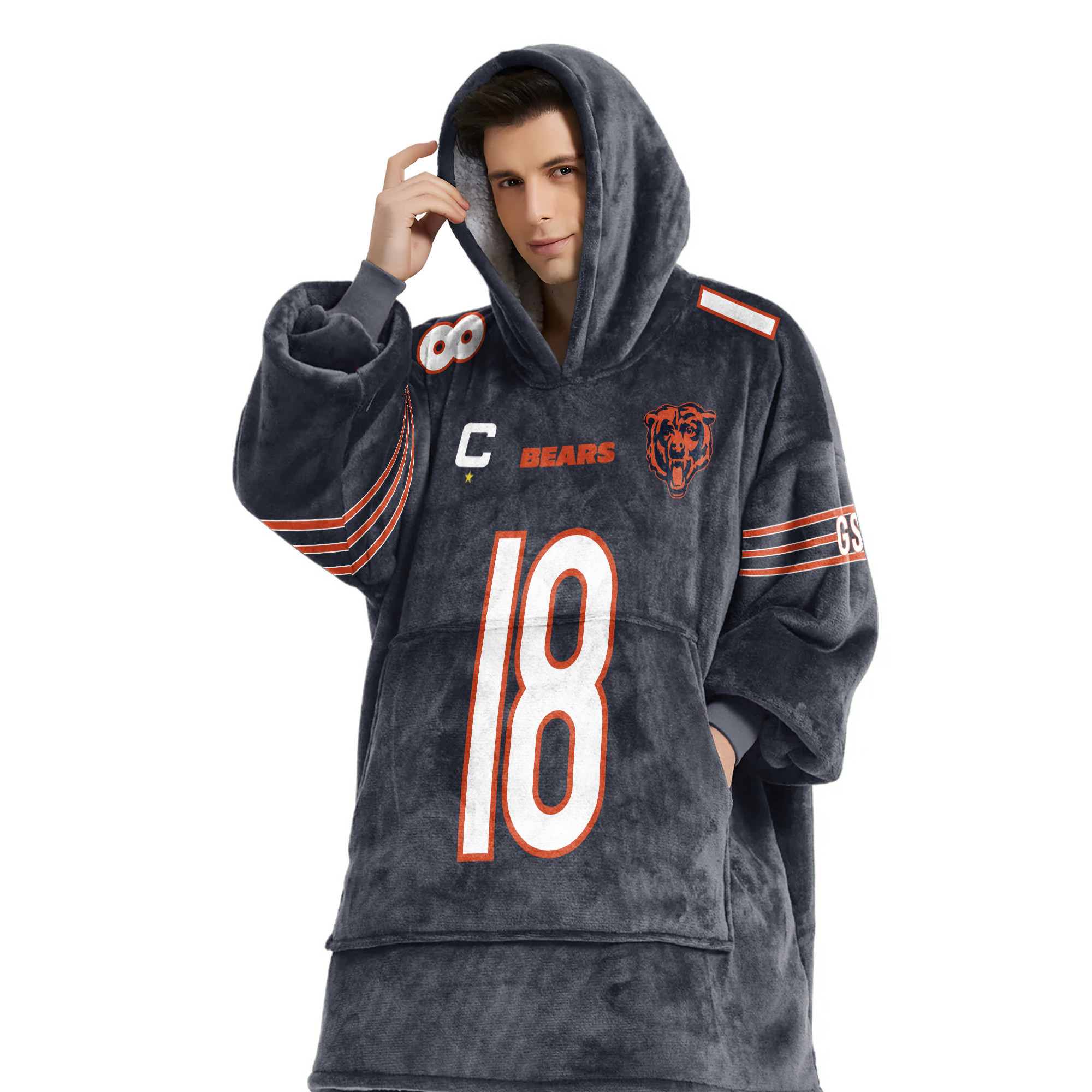 Adult Captain 18 Chicago Football Unisex Blanket Hoodie