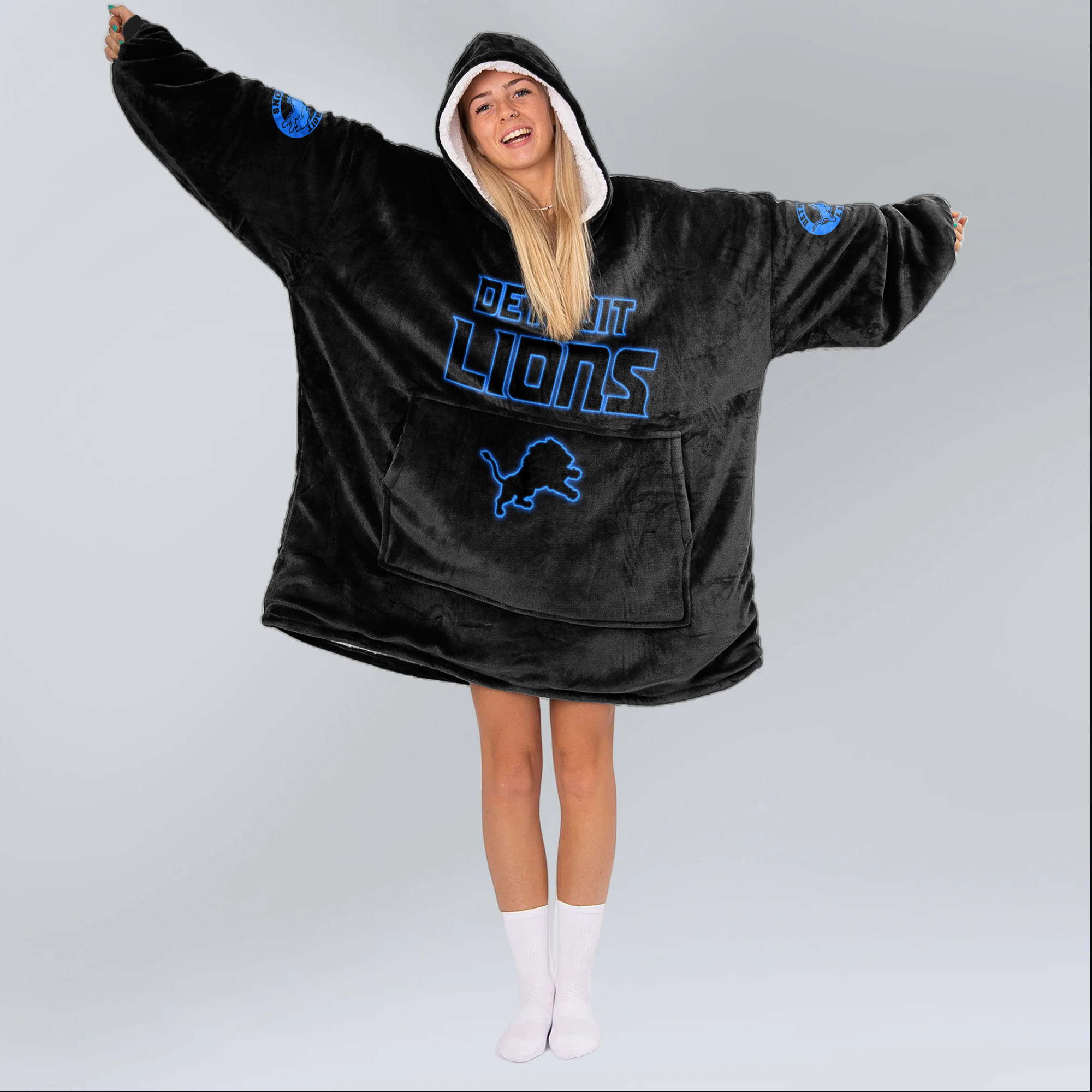 Adult Detroit Lions Football Unisex Blanket Hoodie