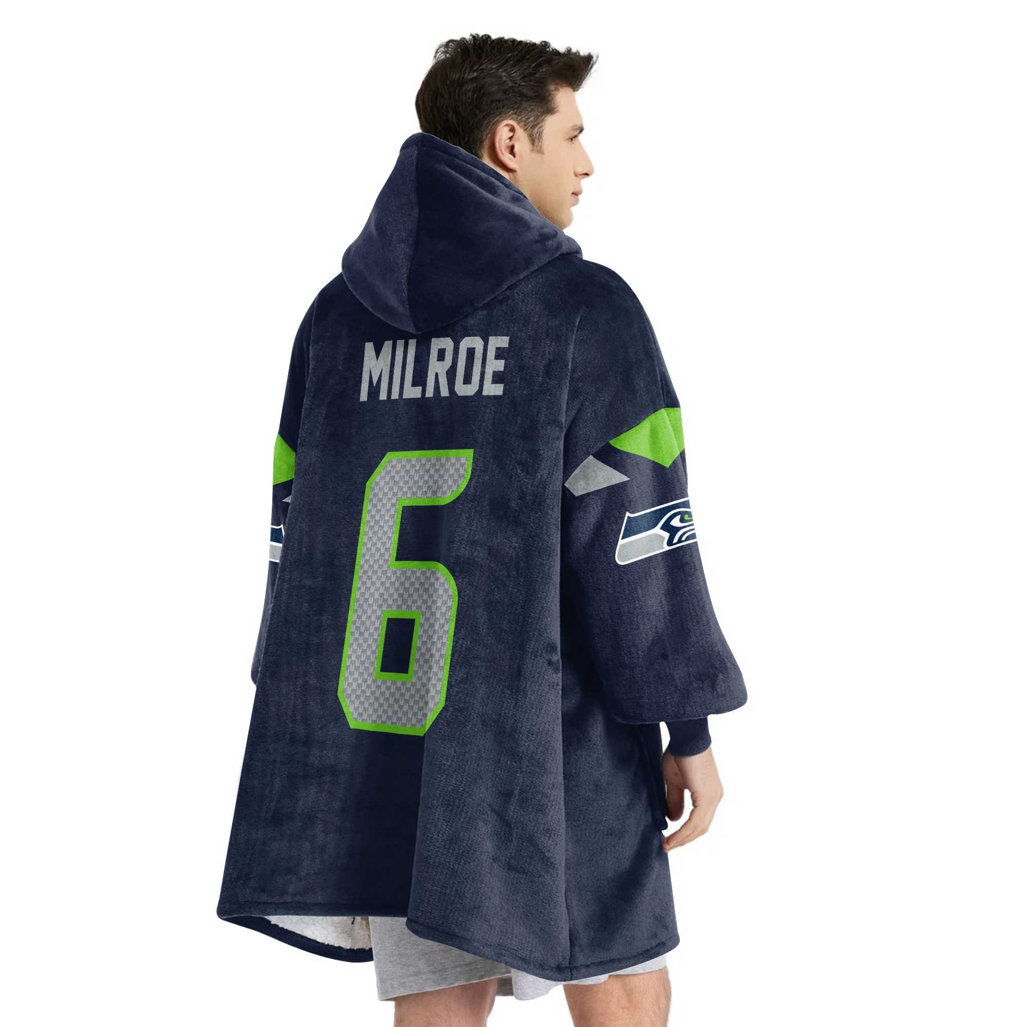 Adult 6 Seattle Football Unisex Blanket Hoodie