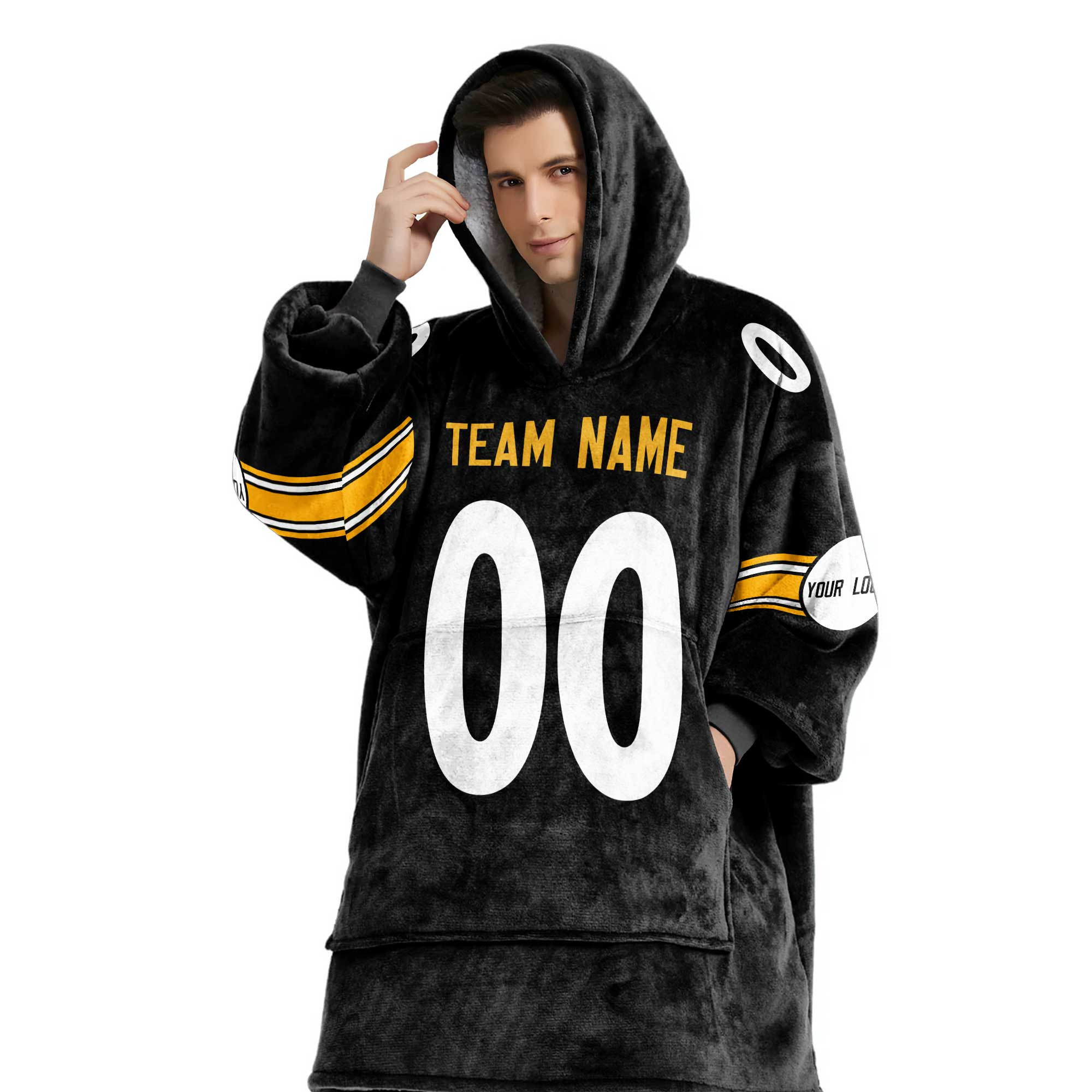 Adult Custom Blanket Hoodie Pittburgh Inspired Color
