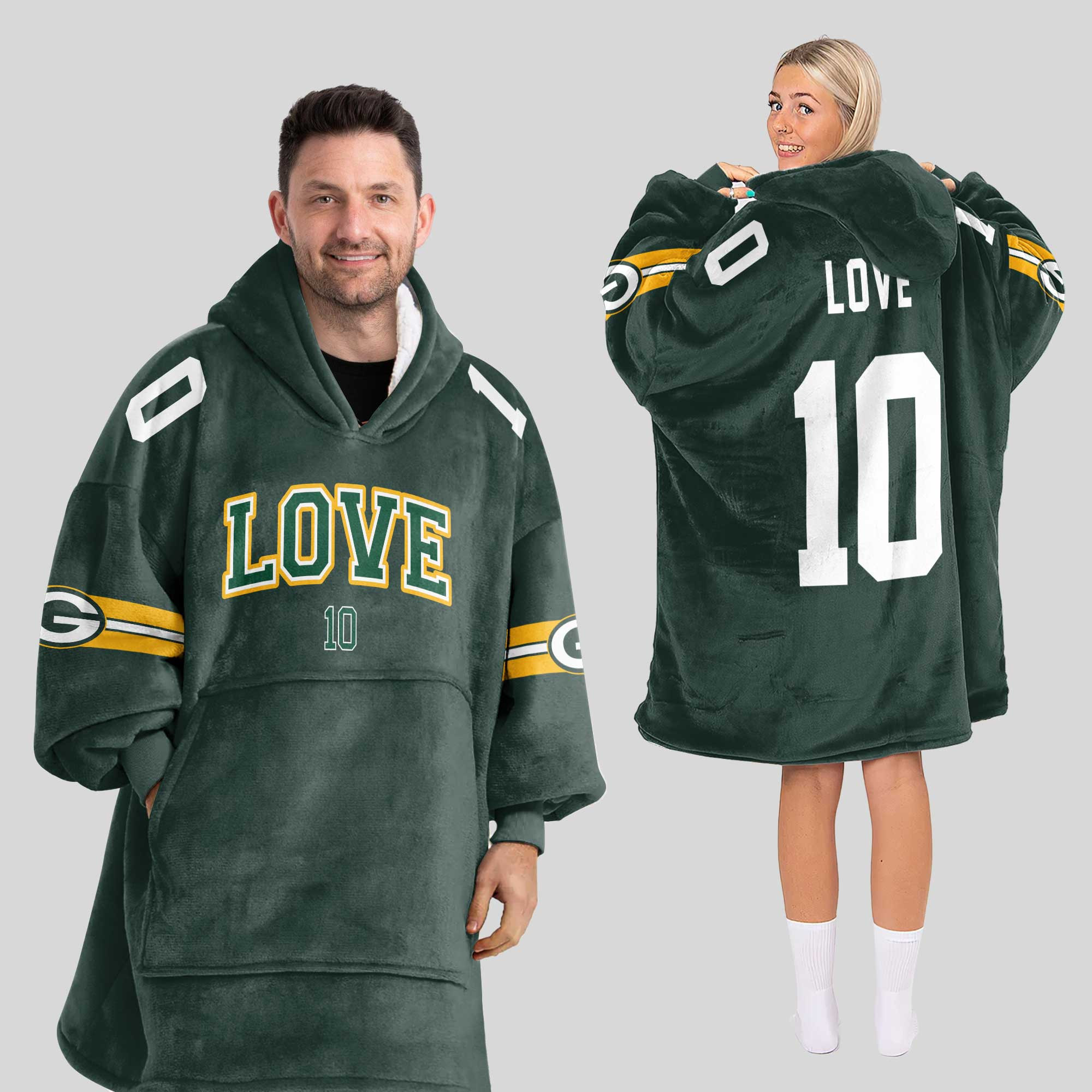 J.L 10 Green Bay Football Unisex Blanket Hoodie