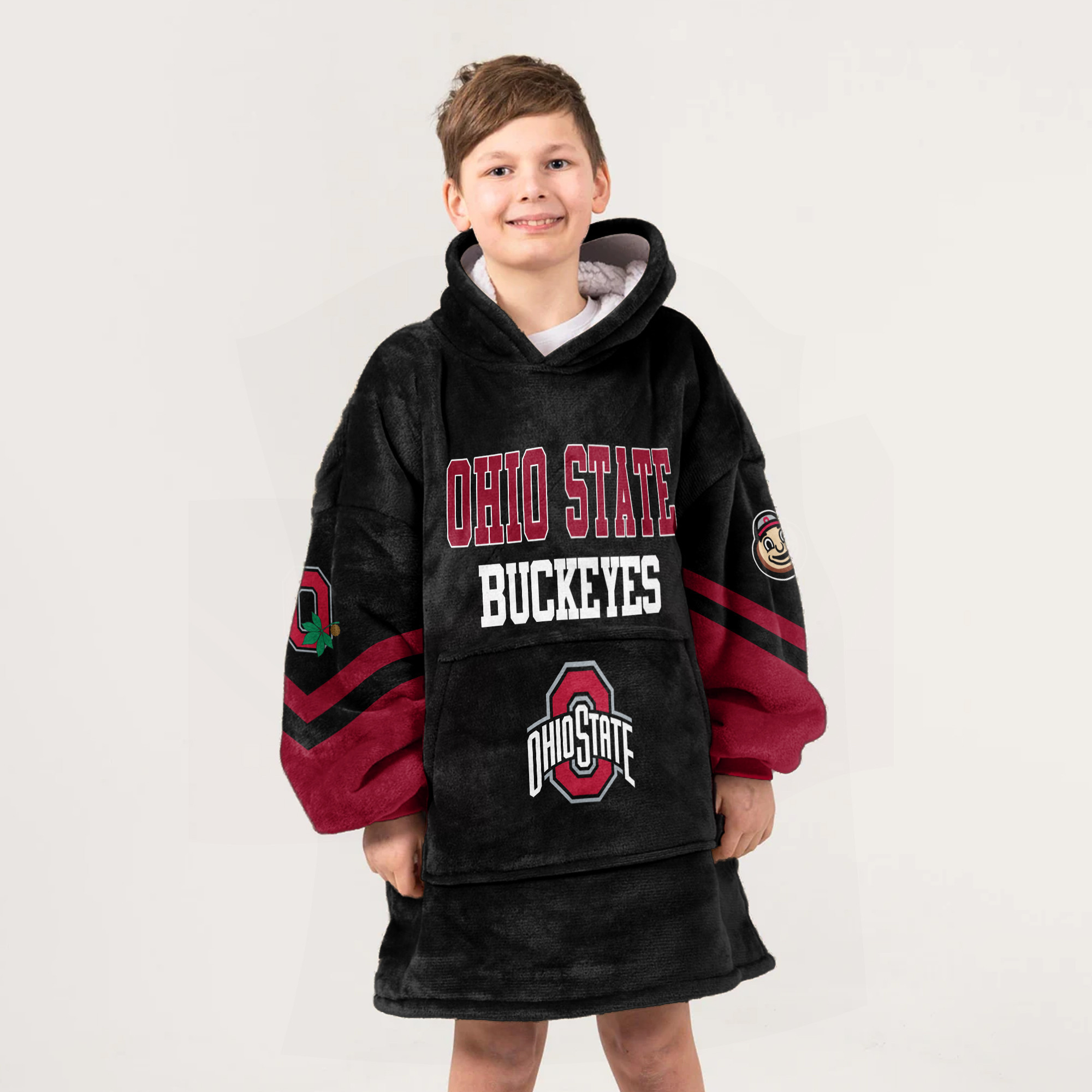 Kid Ohio State Football Unisex Blanket Hoodie