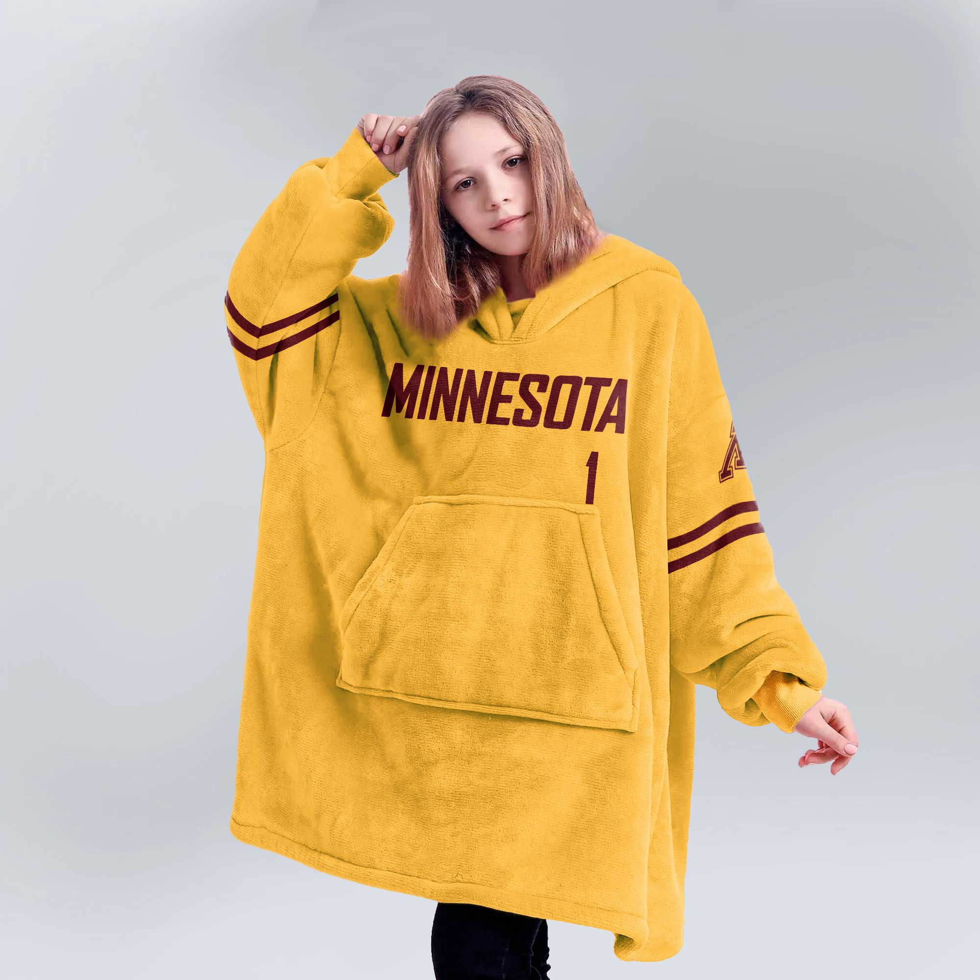Kid 1 Minnesota Football Unisex Blanket Hoodie