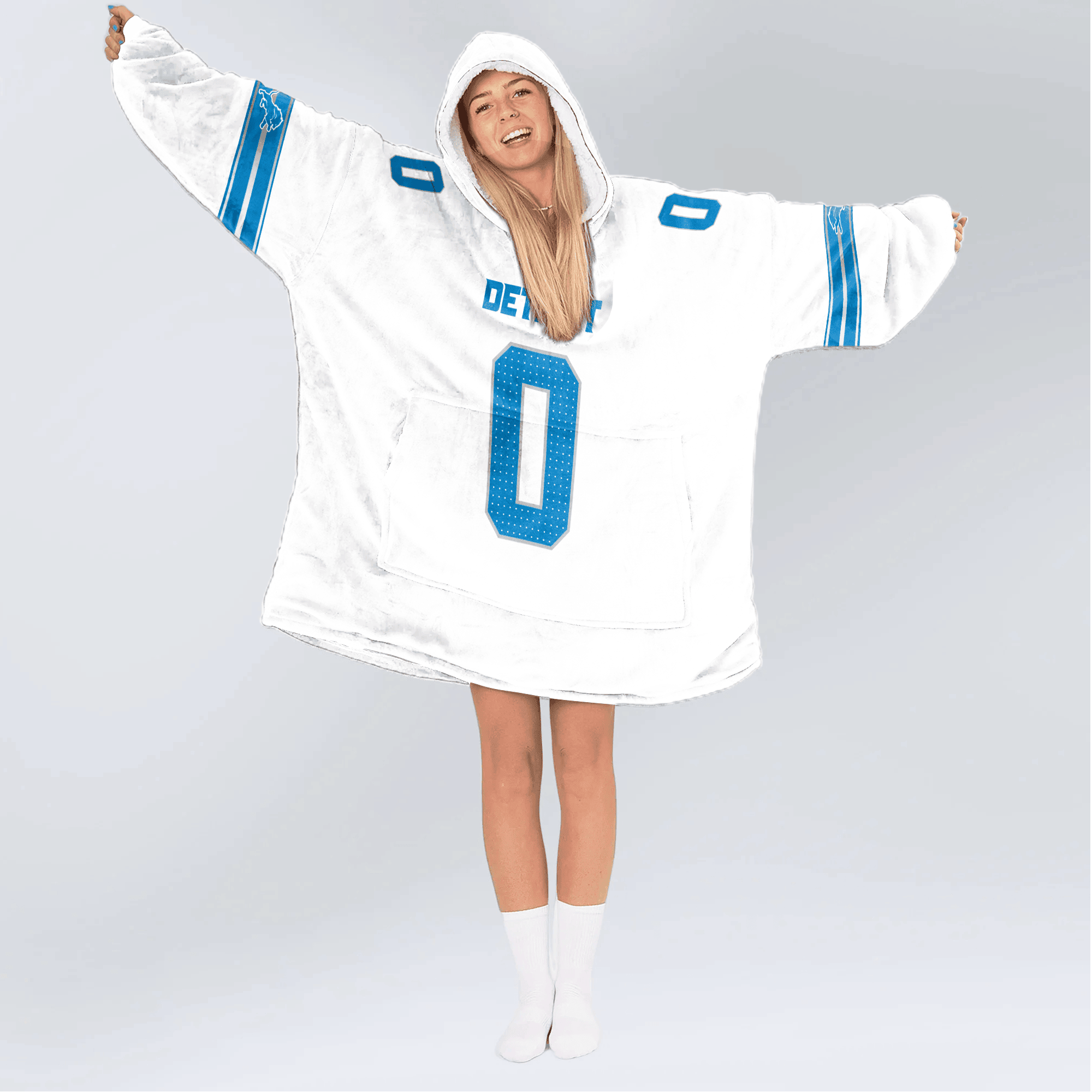 Adult 0 Detroit Football Unisex Blanket Hoodie