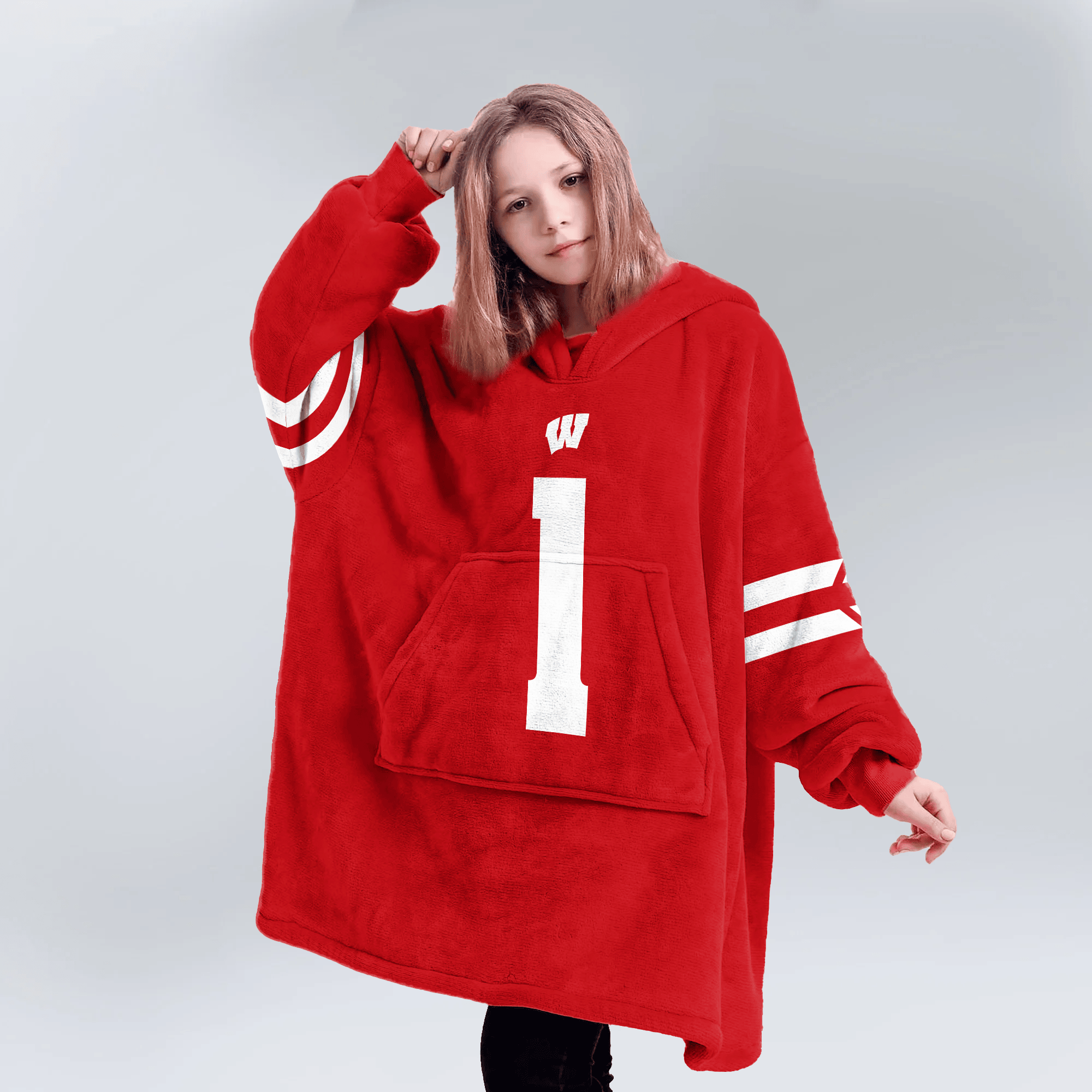 Kid #1 Wisconsin Football Unisex Blanket Hoodie