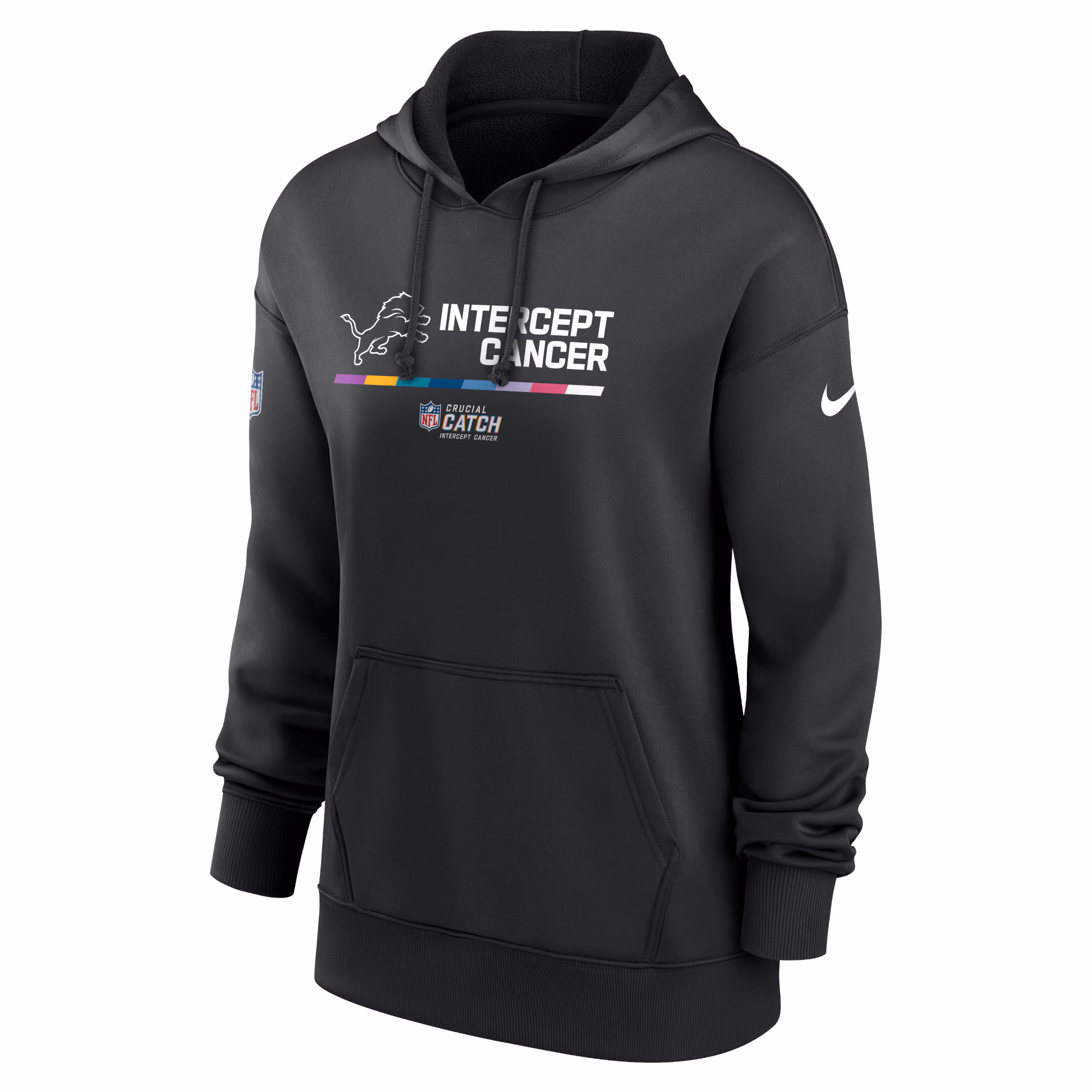 Detroit Lions Women's 2022 NFL Crucial Catch Therma Performance Pullover Hoodie - Black