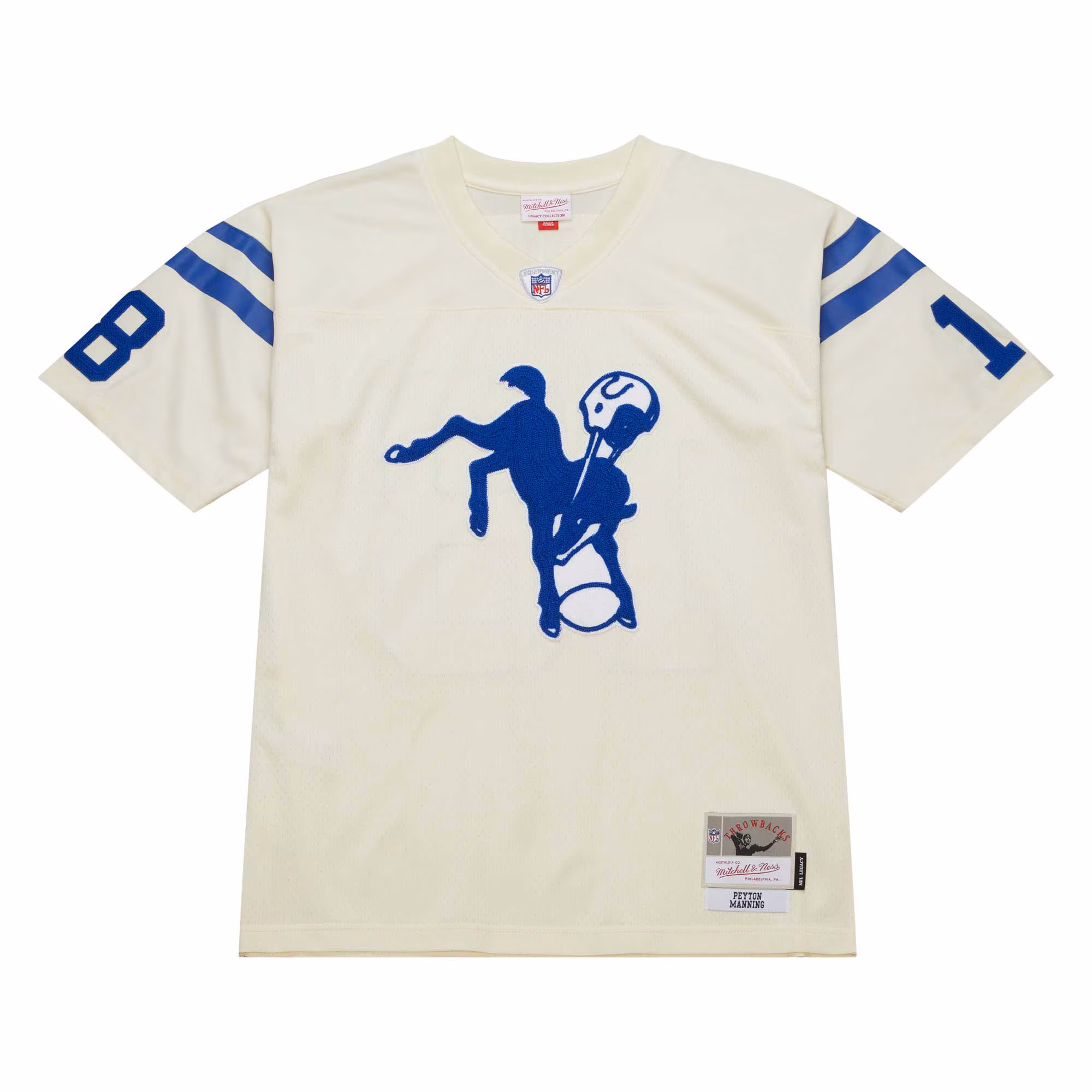 Peyton Manning Indianapolis Colts Chainstitch Legacy Jersey - Cream