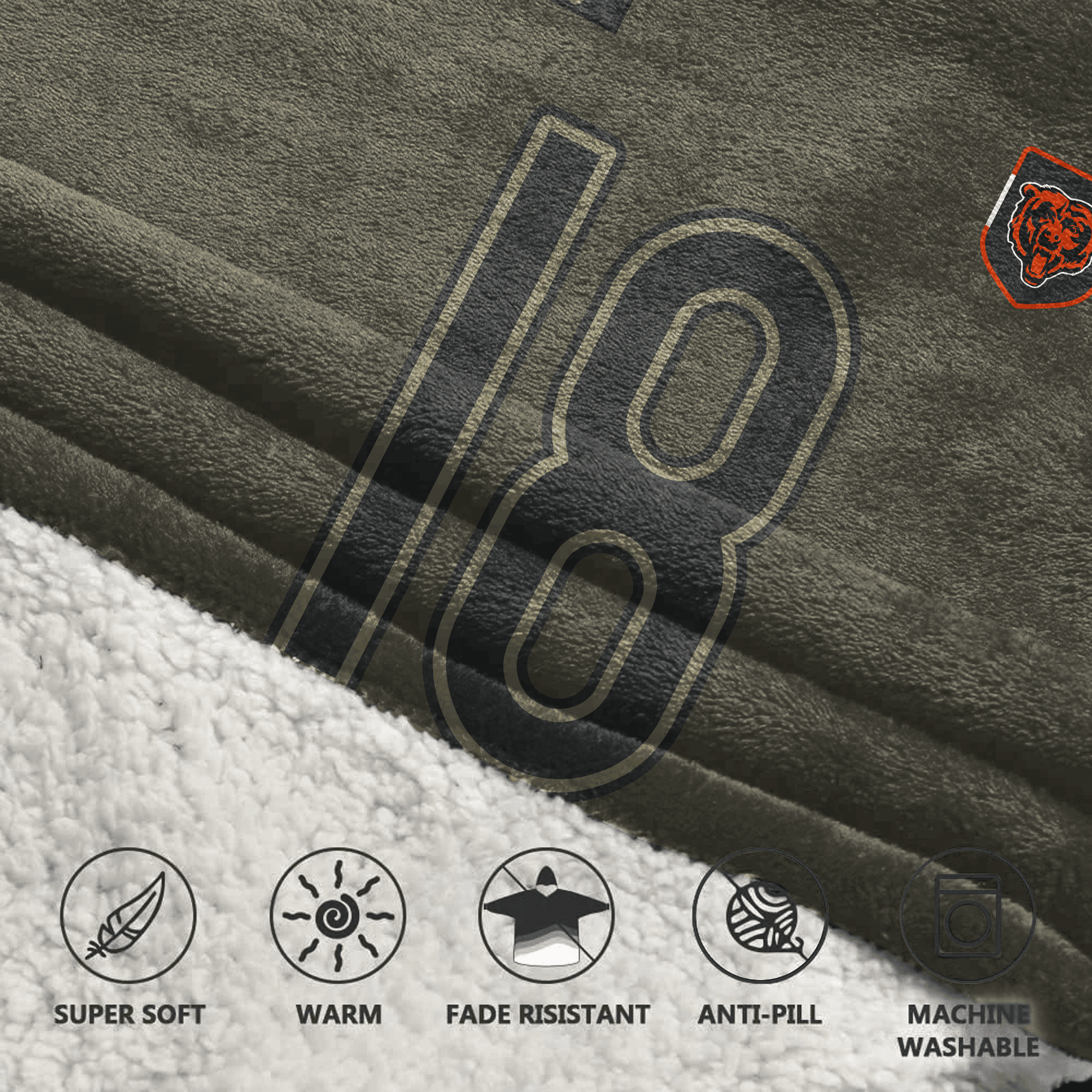 Kid C.W 18 Chicago Football Blanket Hoodie – Olive Salute to Service