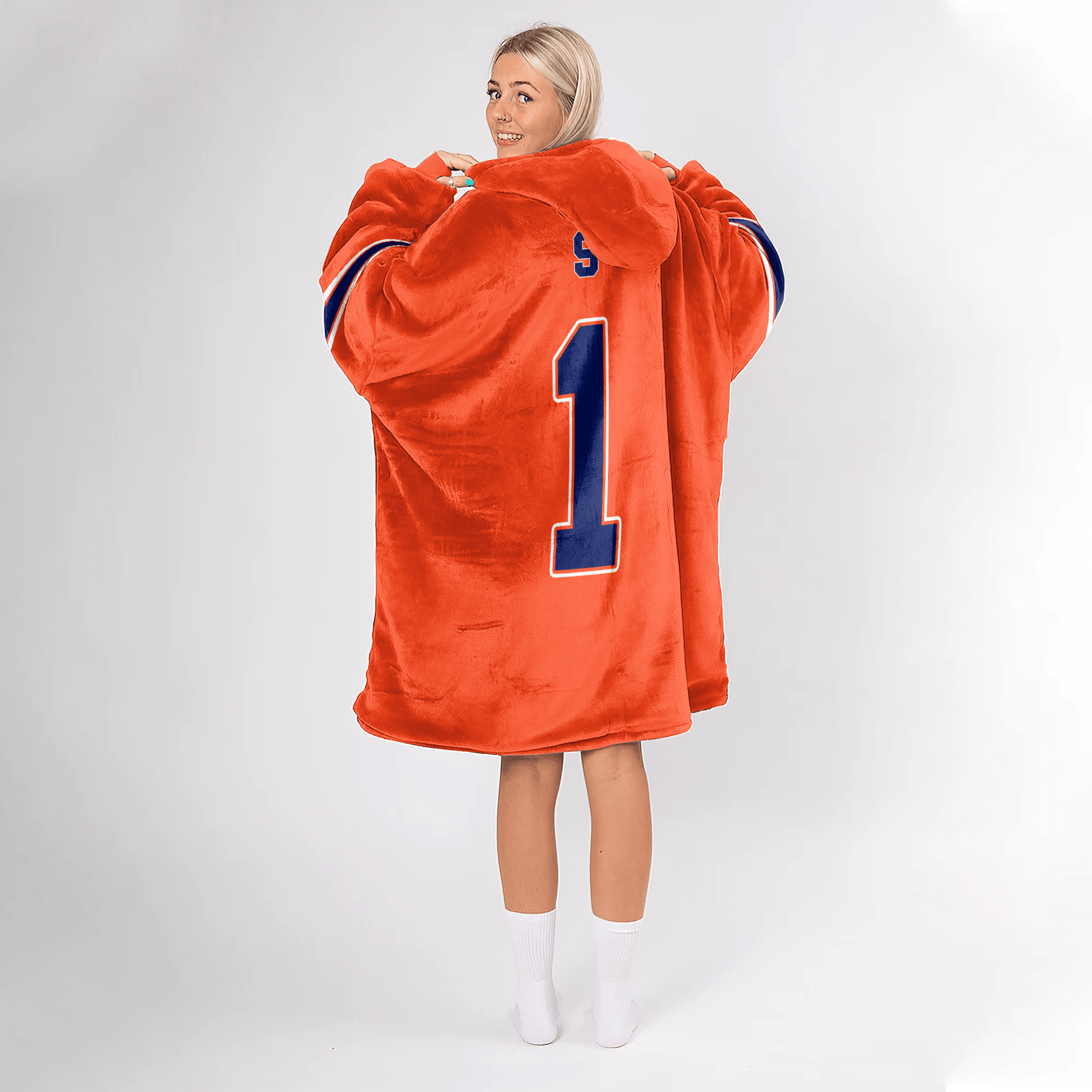 Adult #1 Syracuse Football Unisex Blanket Hoodie