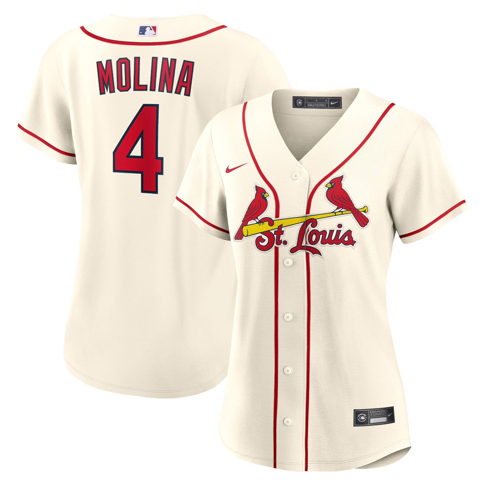 Yadier Molina St.Louis Cardinals  Women's Alternate Replica Player Jersey - Cream