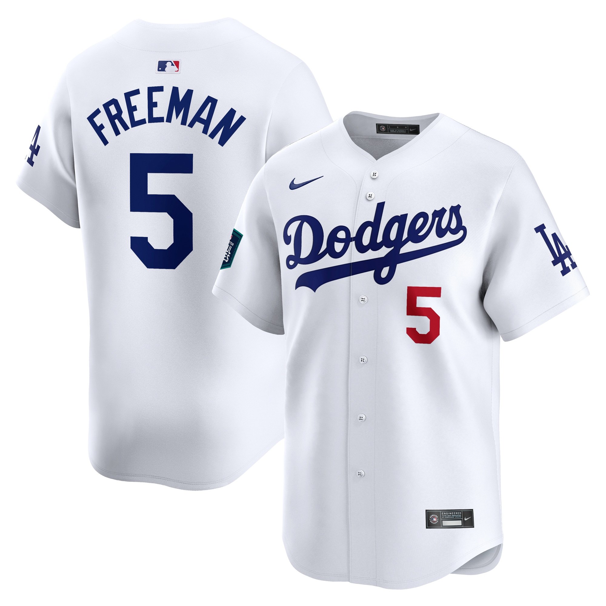 Men's Los Angeles Dodgers #5 Freddie Freeman  White 2024 MLB World Tour Seoul Series Home Limited Player Jersey
