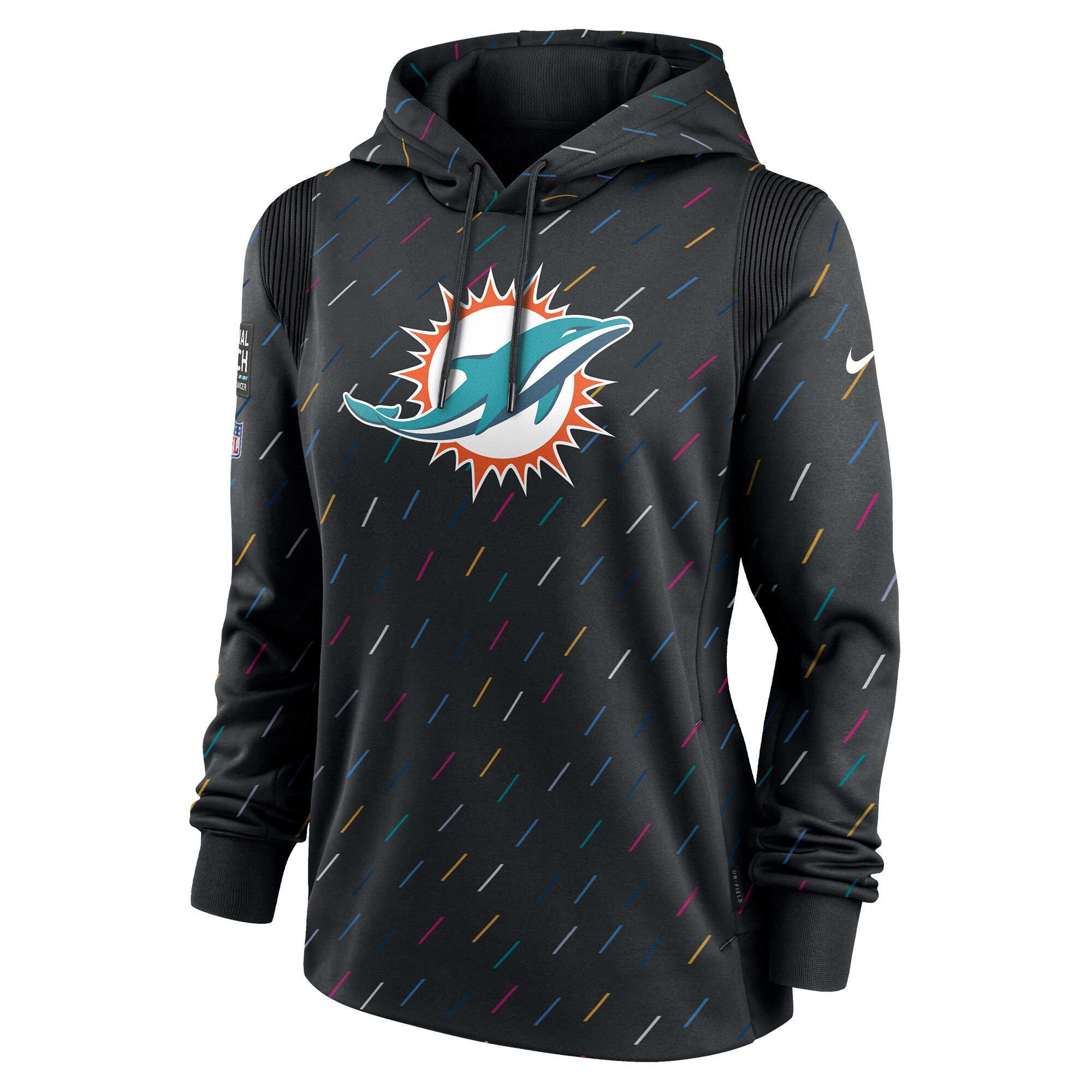 Miami Dolphins Women's NFL Crucial Catch Therma Pullover Hoodie - Anthracite