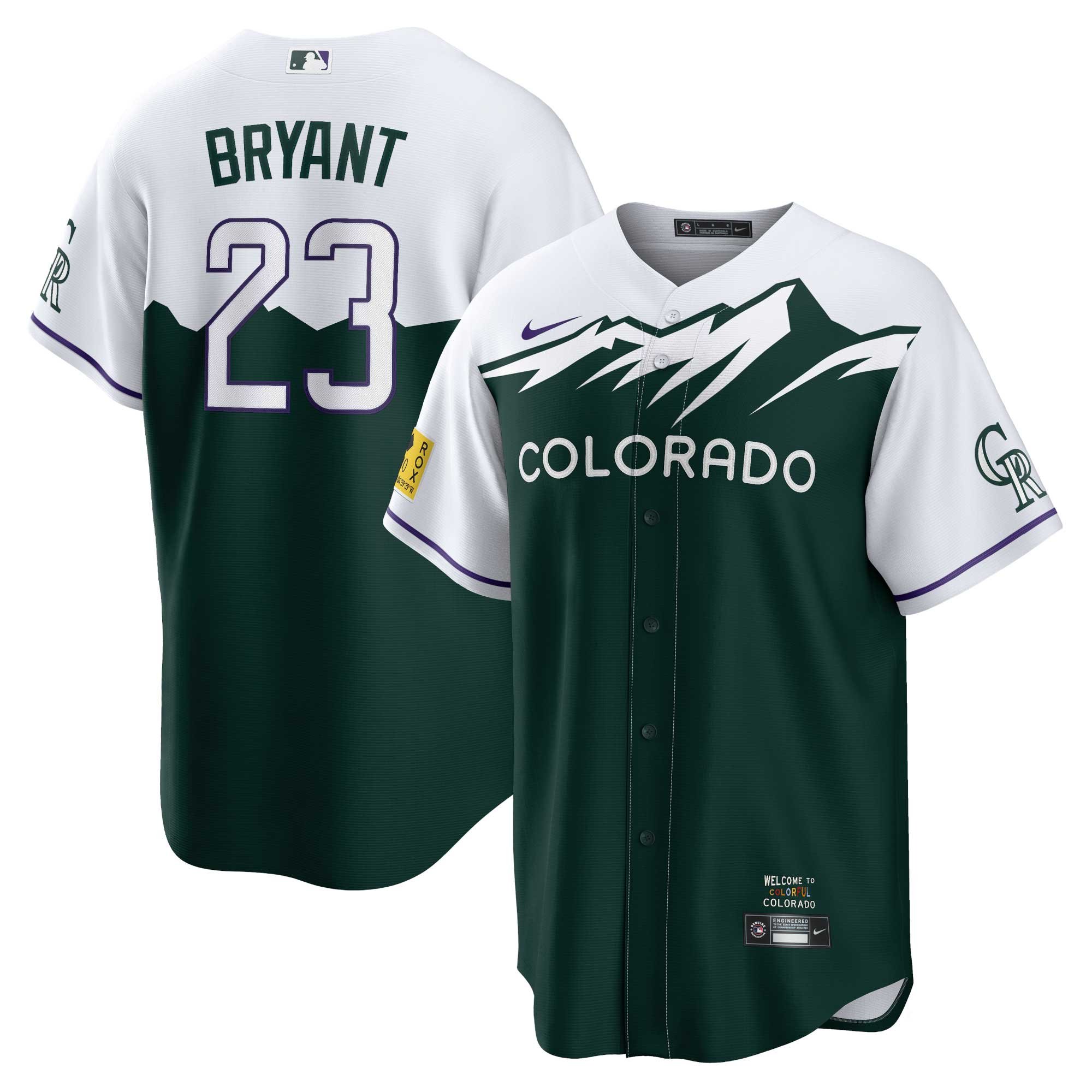 Men's Colorado Rockies Kris Bryant  Green City Connect Replica Player Jersey