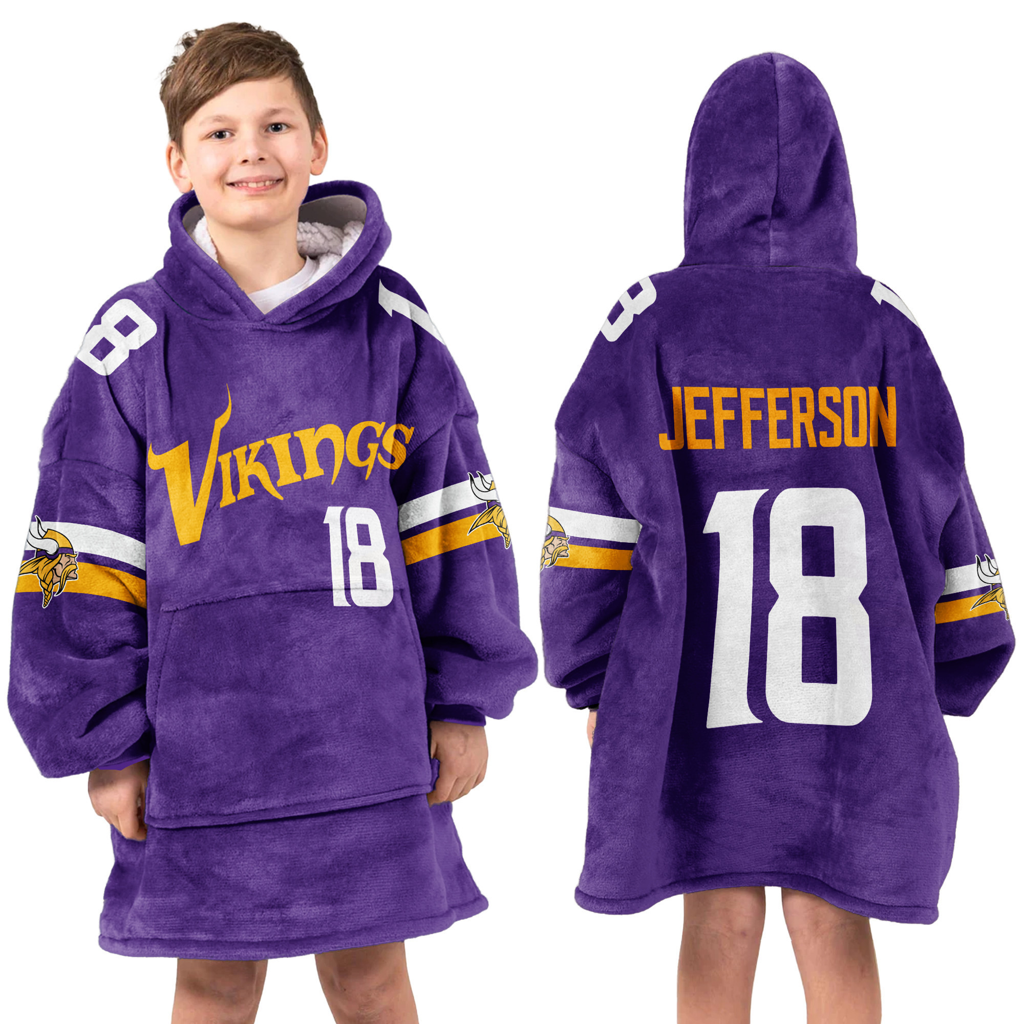 Adult JJ 18 Minnesota Football Unisex Blanket Hoodie