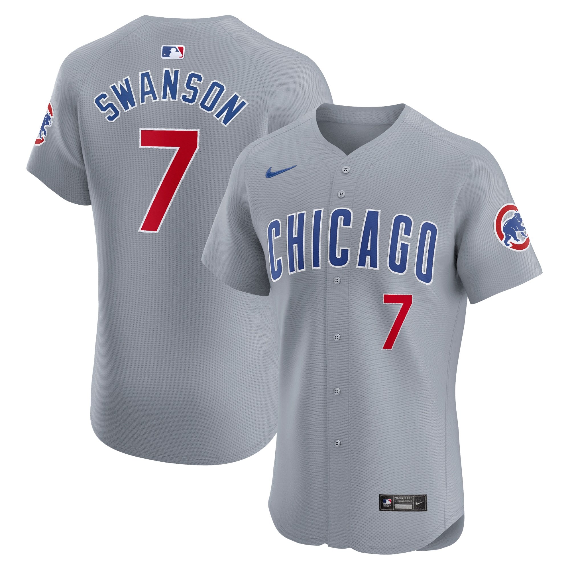 Men's Chicago Cubs Dansby Swanson  Gray Road Elite Player Jersey