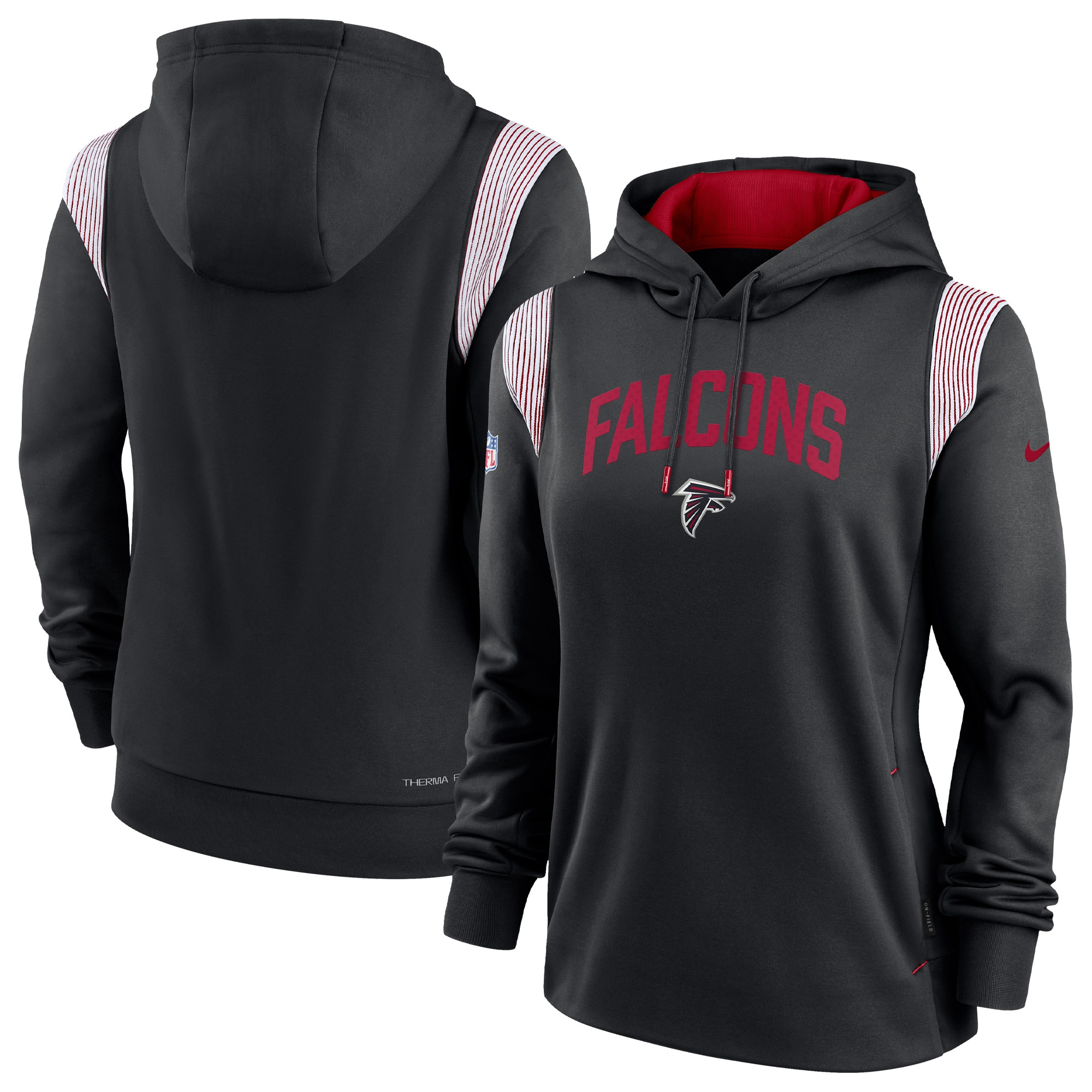 Atlanta Falcons Women's Sideline Stack Performance Pullover Hoodie - Black