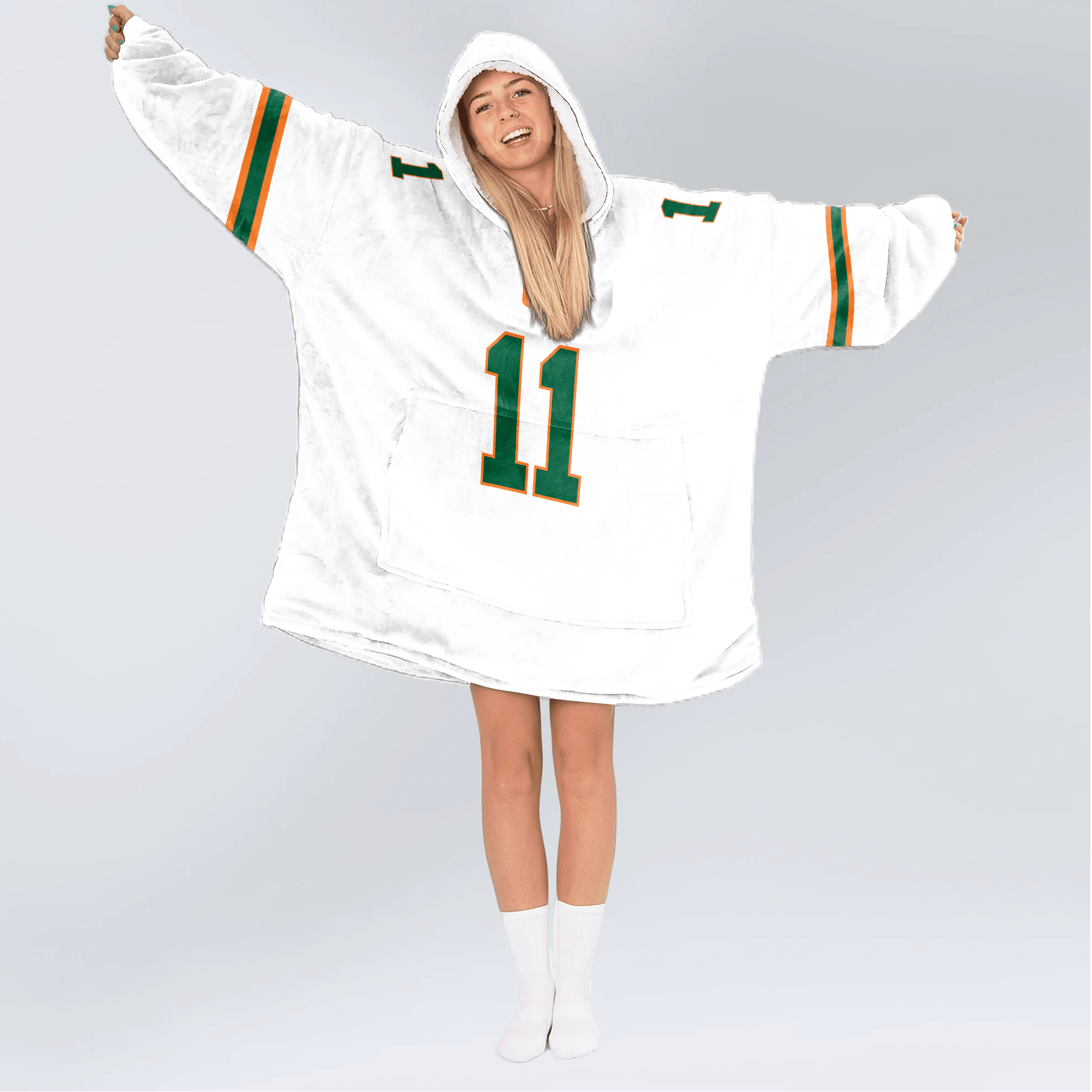Adult C.B 11 Miami Football Unisex Blanket Hoodie