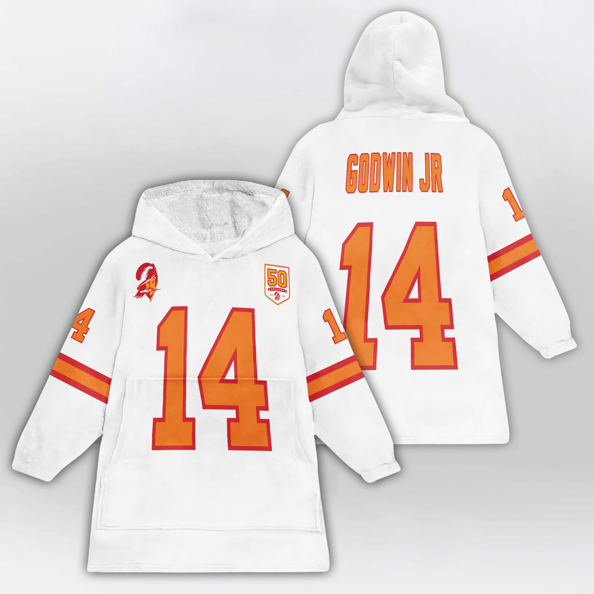 Adult 14 Tampa Bay Football 50th Season Game Unisex Blanket Hoodie