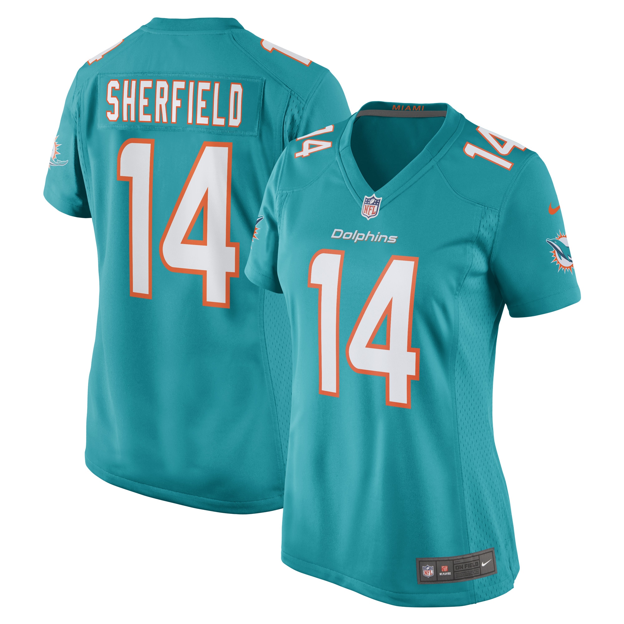 Trent Sherfield Miami Dolphins Women's Game Player Jersey - Aqua