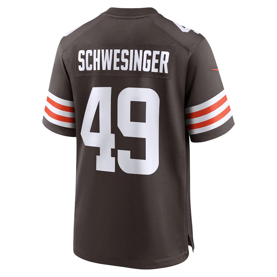 Men's Carson Schwesinger #49 Brown Cleveland Browns 2025 NFL Draft Game Jersey