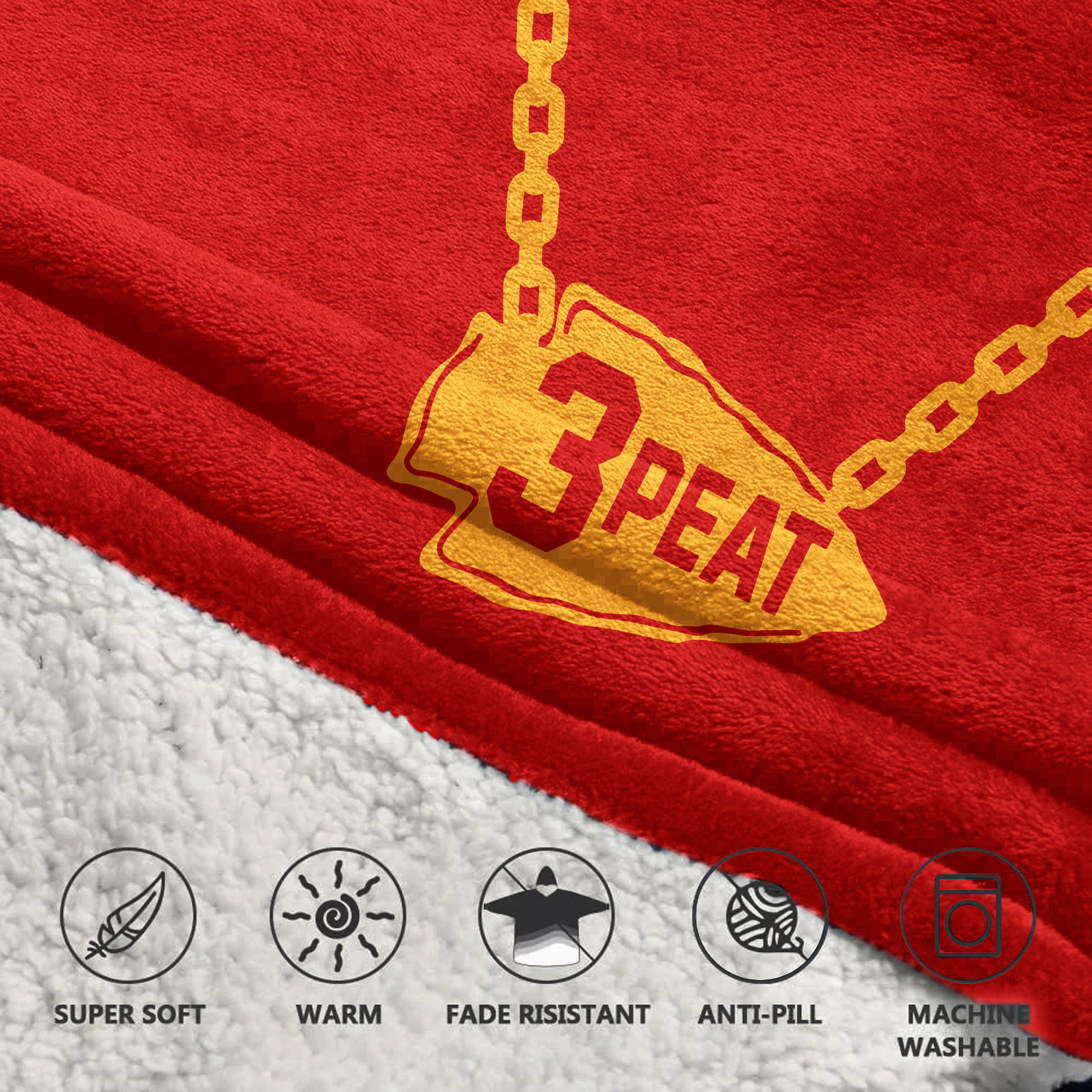 Adult 3 Peat Kansas City Football Unisex Blanket Hoodie