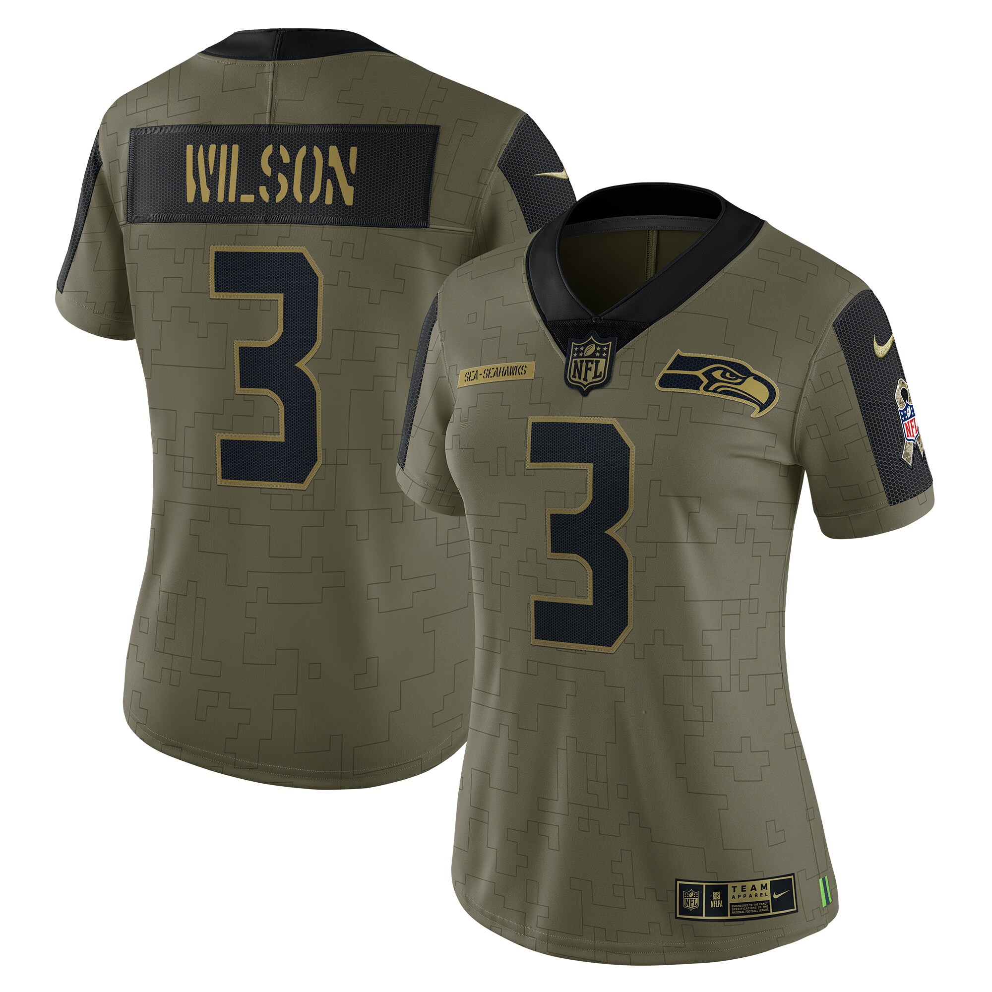 Russell Wilson Seattle Seahawks  Women's 2021 Salute To Service Limited Player Jersey - Olive