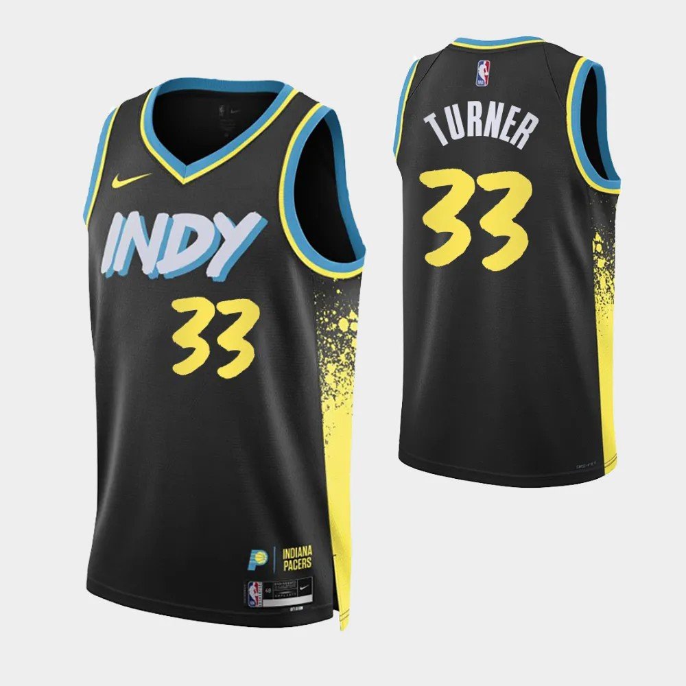 Unisex Indiana Pacers Myles Turner  Black 2023/24 Swingman Jersey - City Edition