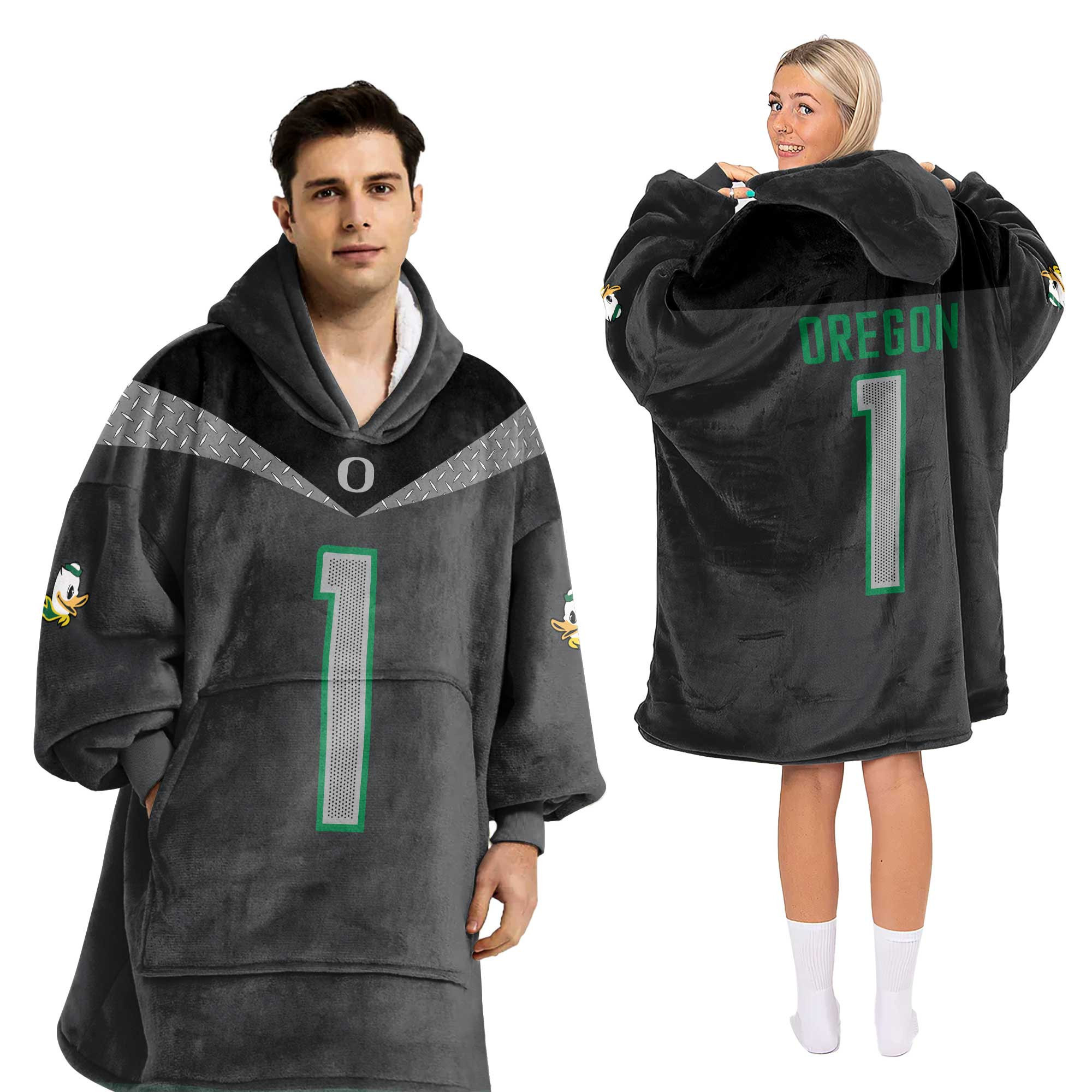 Adult Oregon 1 Football Unisex Blanket Hoodie