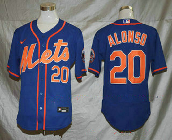 Men's New York Mets #20 Pete Alonso Blue Stitched MLB Flex Base  Jersey
