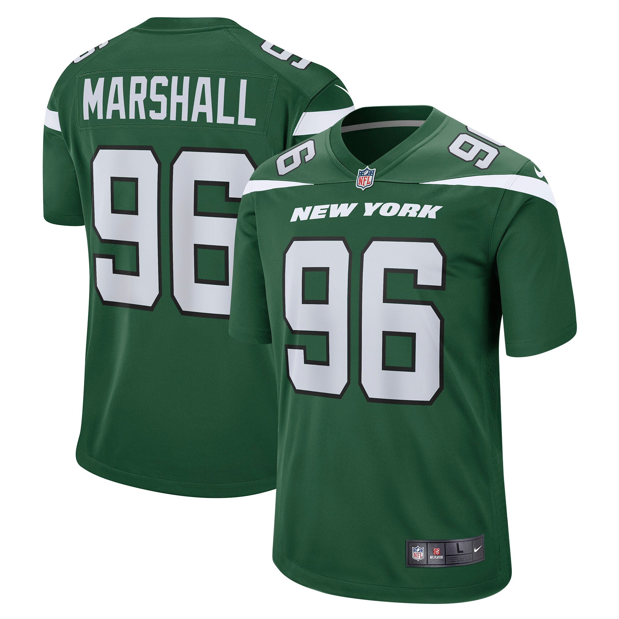 Jonathan Marshall New York Jets  Game Jersey - Gotham Green