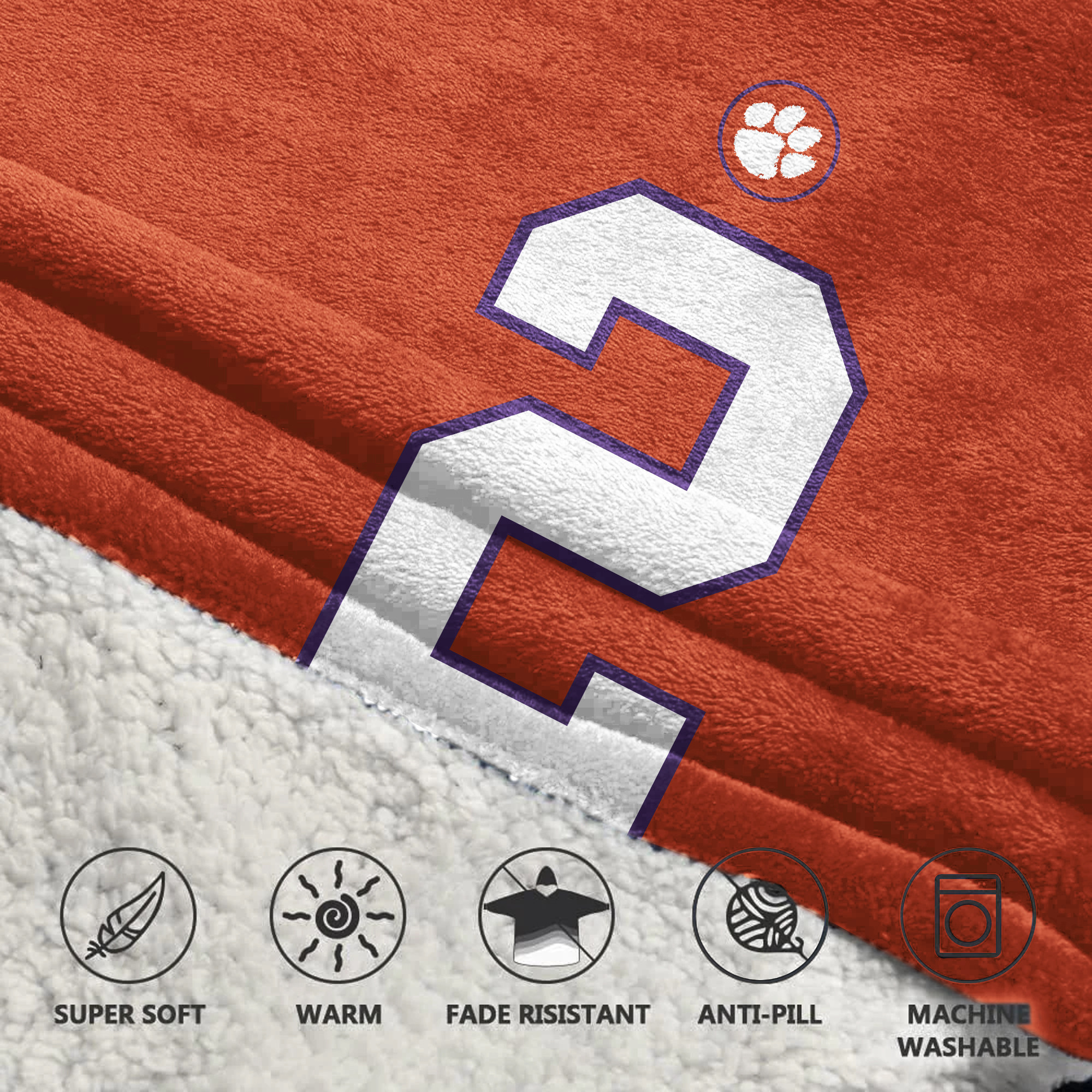 Adult 2 Clemson Football Unisex Blanket Hoodie