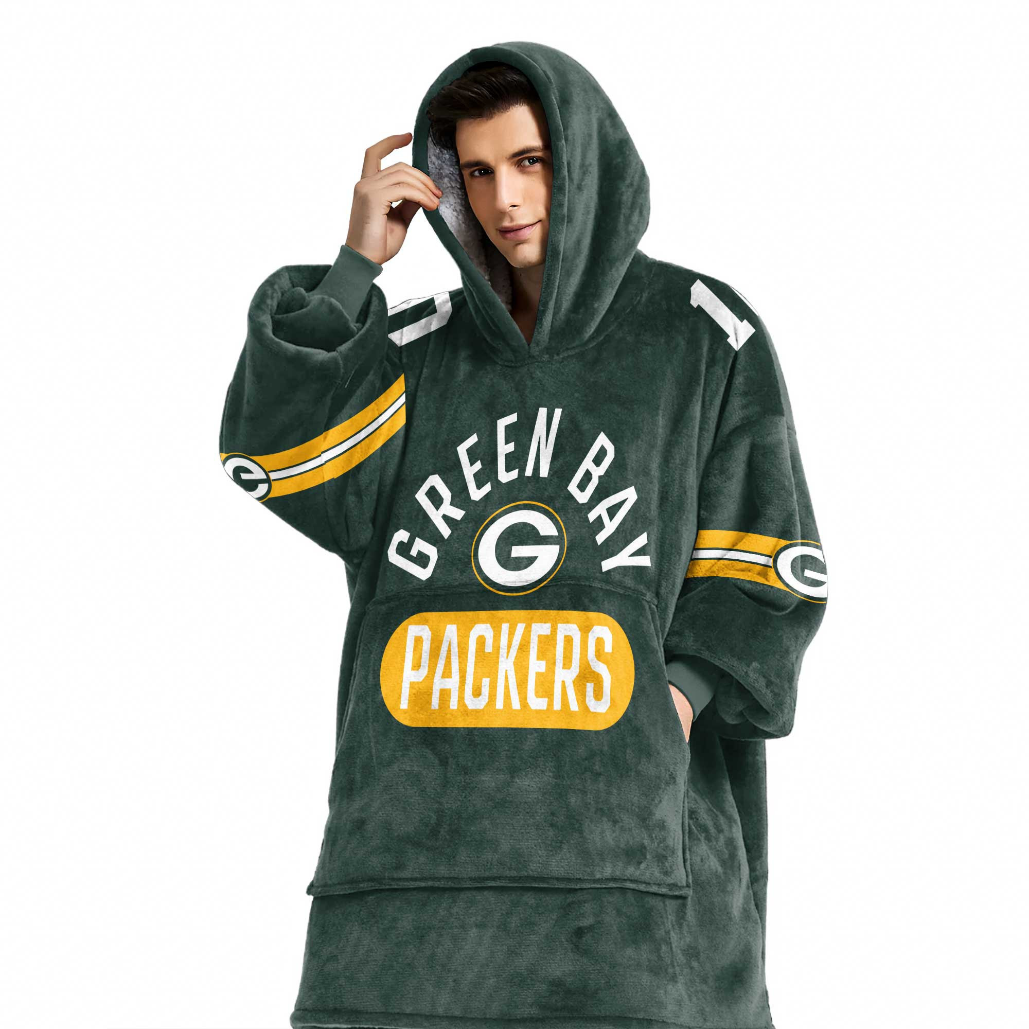 Adult 10 Green Bay Football Unisex Blanket Hoodie
