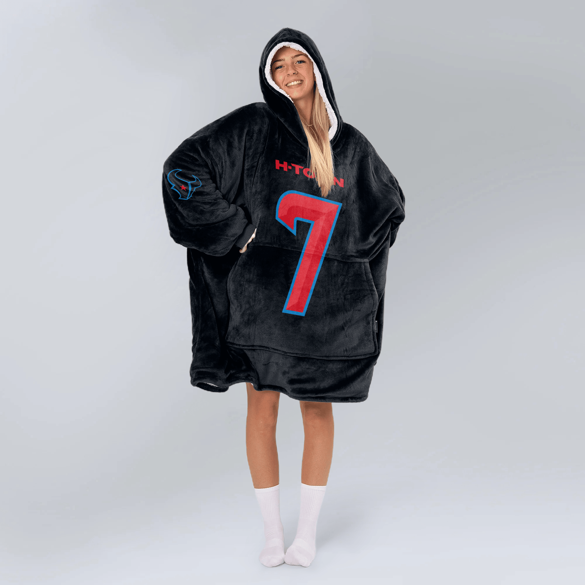 Adult C.J.S 7 Houston Football Unisex Blanket Hoodie