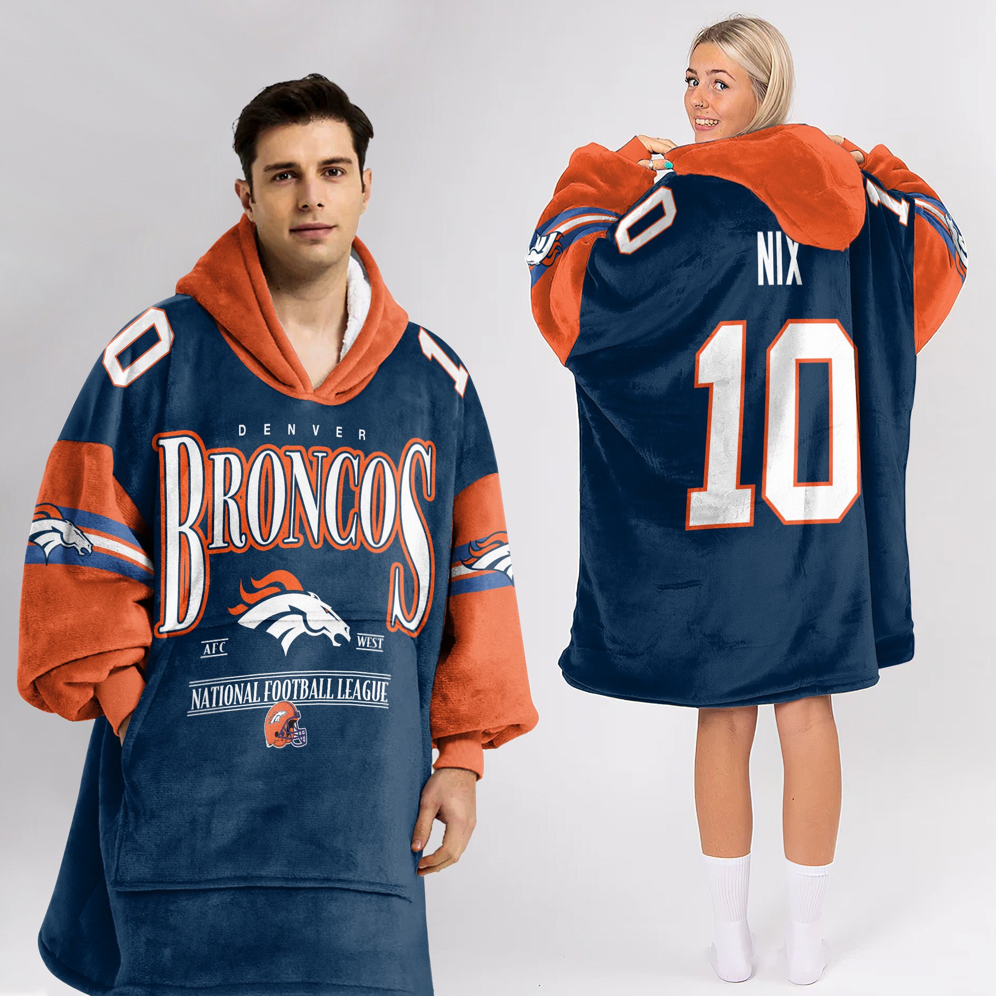 Adult 10 Denver Football Unisex Blanket Hoodie