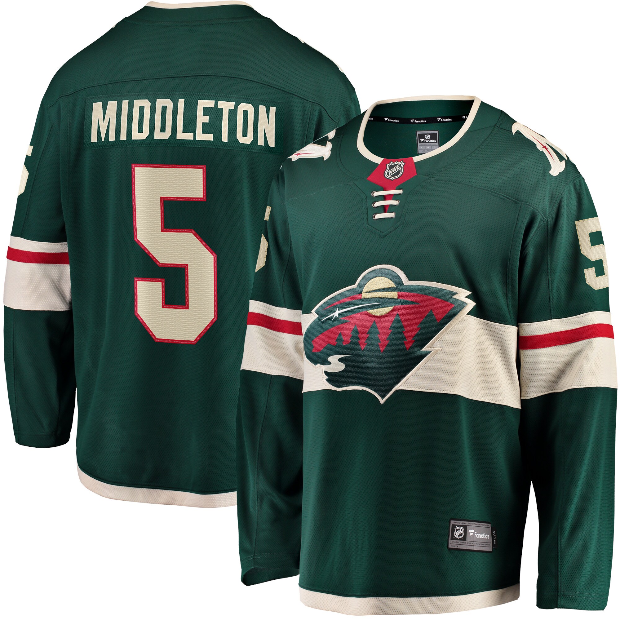 Jake Middleton Minnesota Wild Home Breakaway Player Jersey - Green