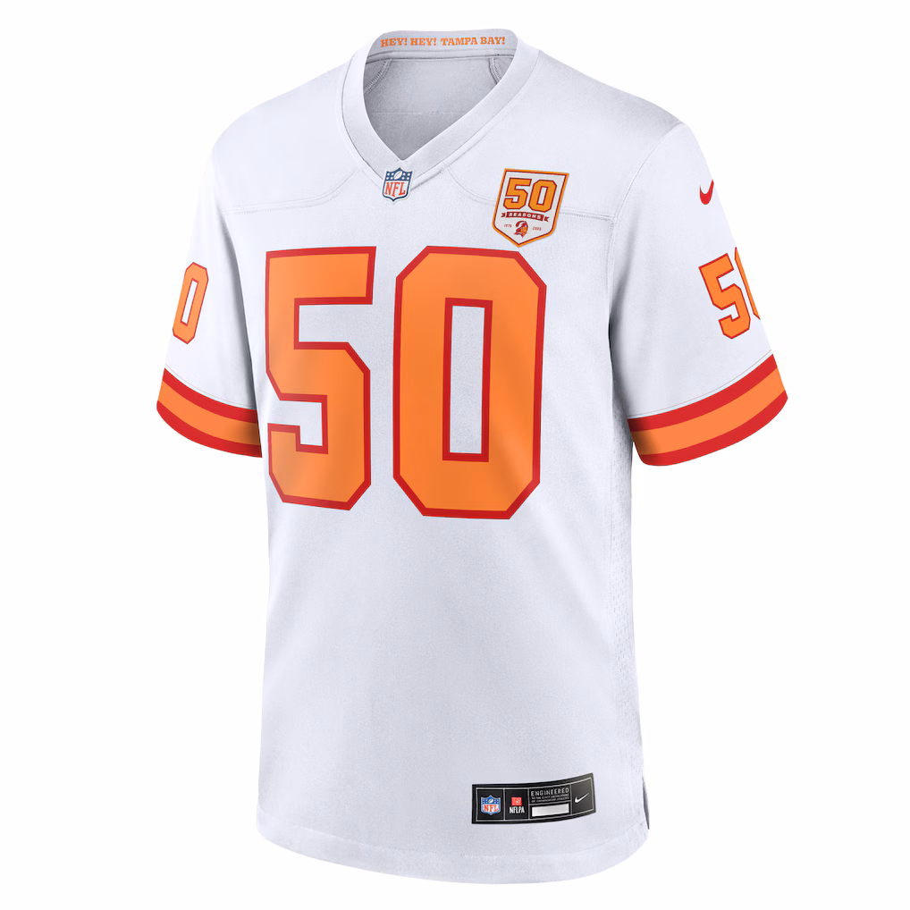 Vita Vea #50 '76 Tampa Bay Buccaneers 50th Season Game Jersey - White