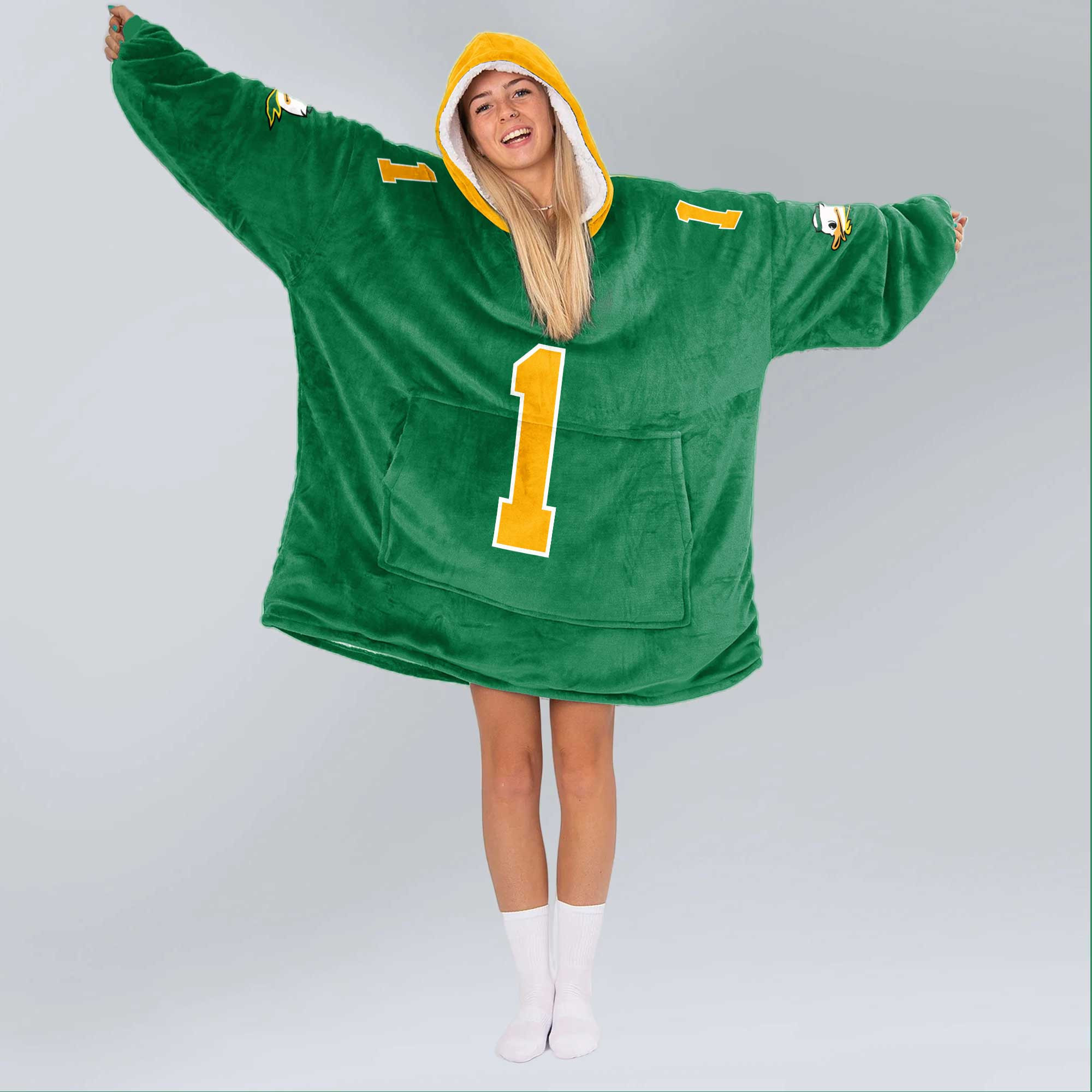 Adult 1 Oregon Football Unisex Blanket Hoodie
